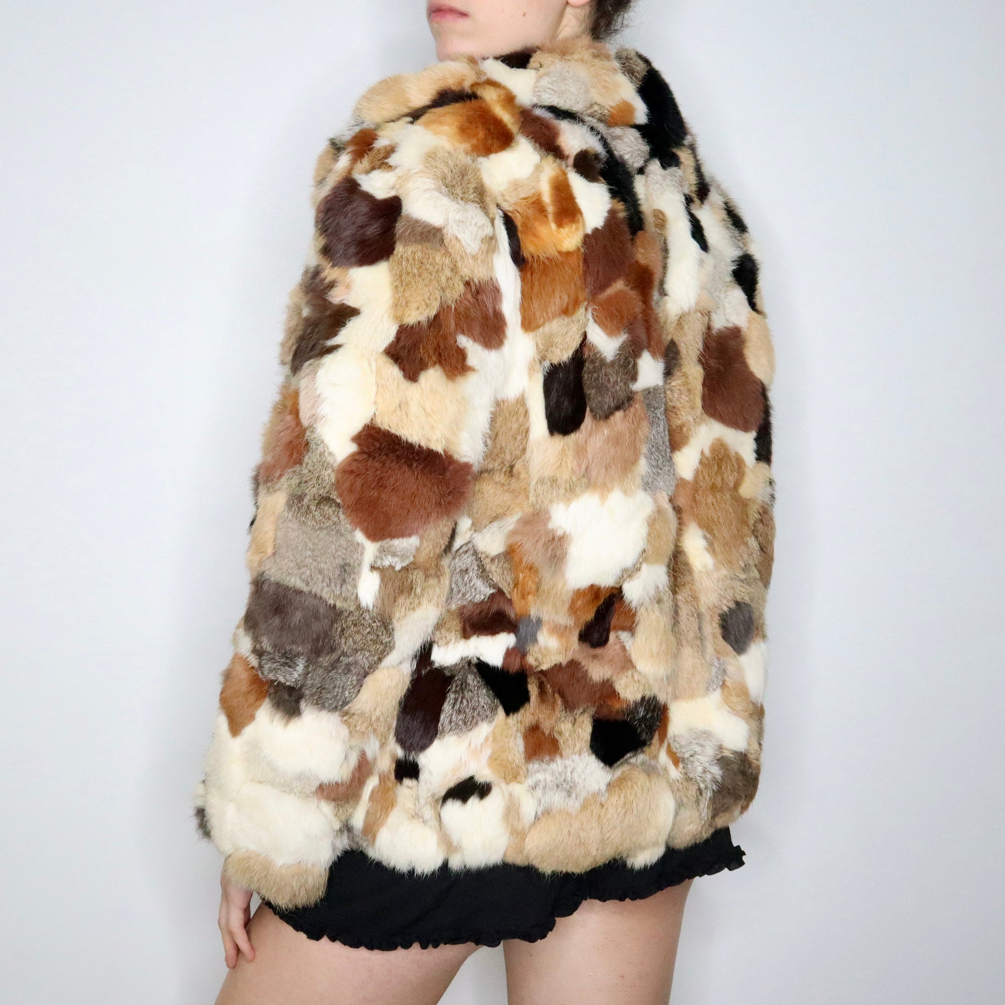 70s Patchwork Rabbit Fur Coat (XS/S)