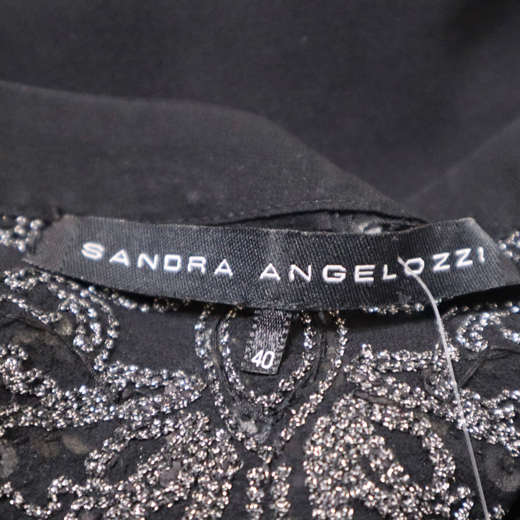 Y2K Beaded Black Silk Chiffon Top (S/M)