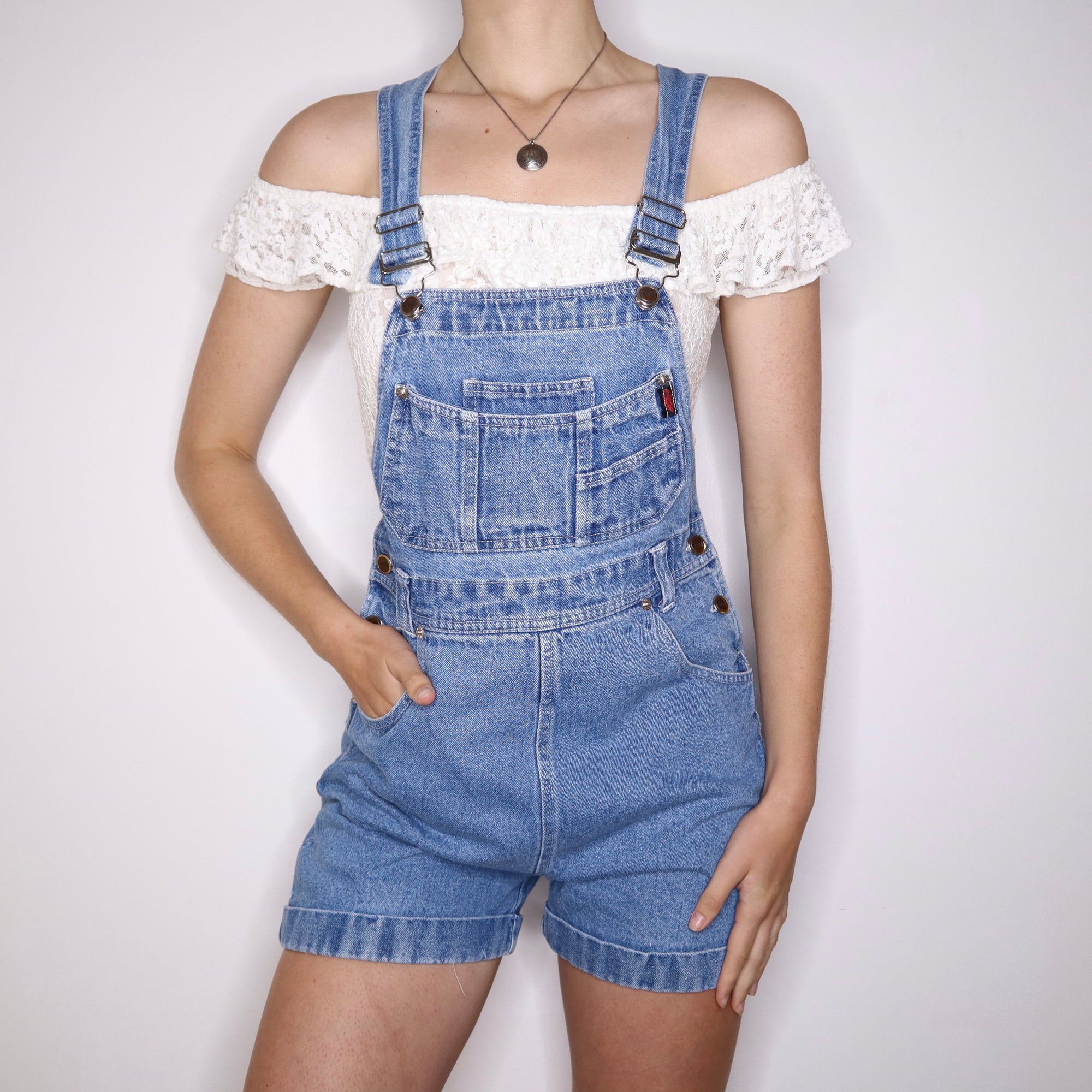 90s Short Denim Overalls (S/M)