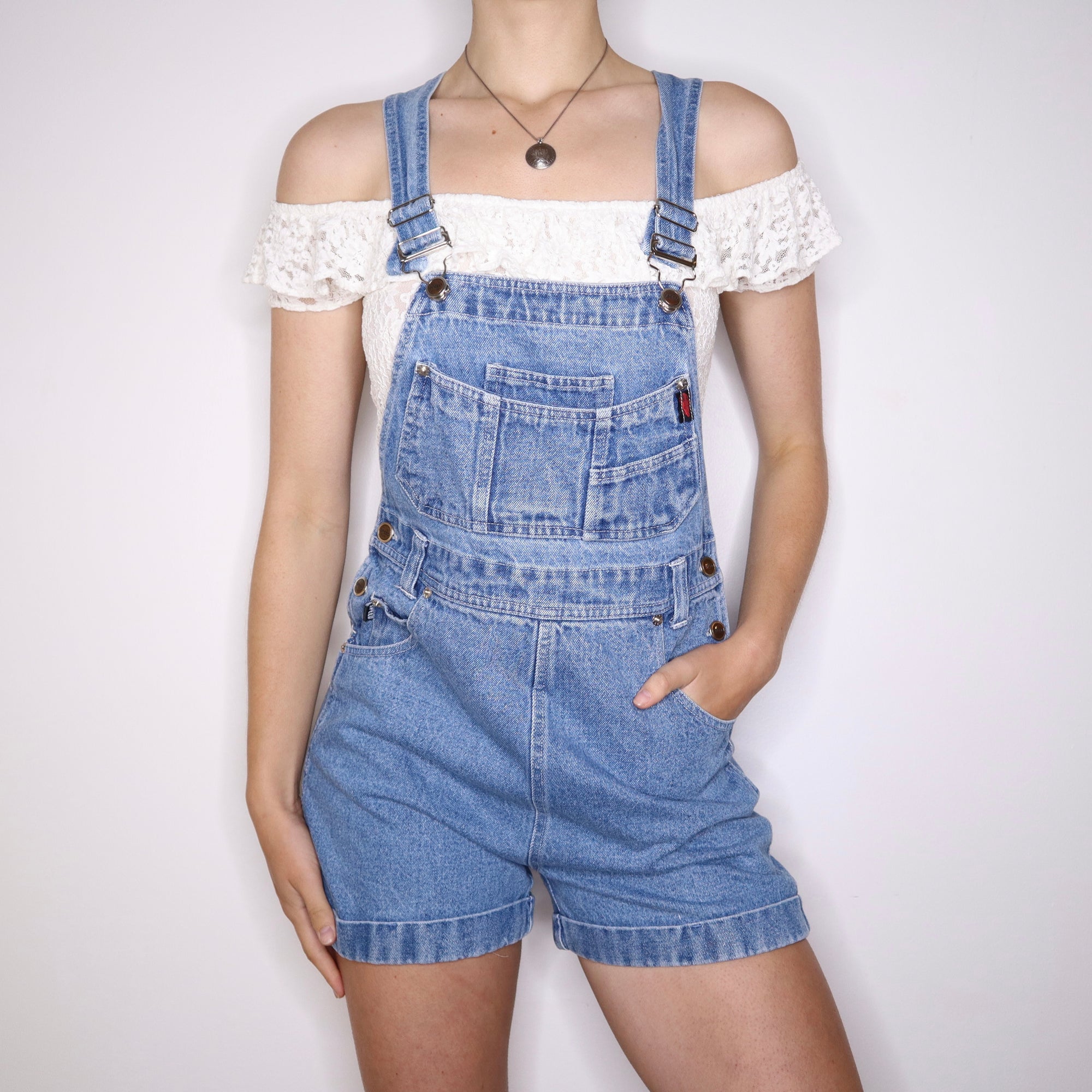 90s Short Denim Overalls (S/M)