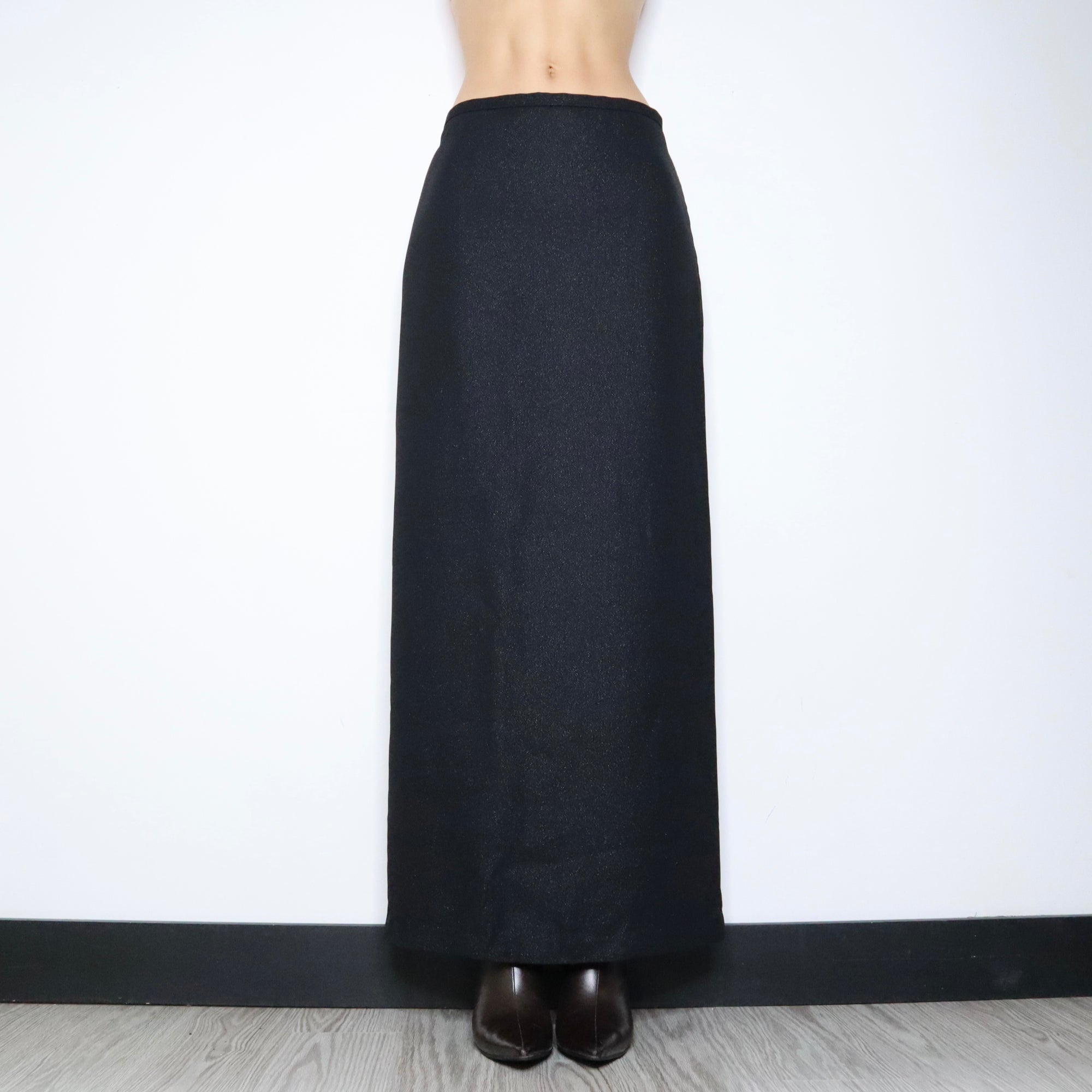 90s Black Shimmer Maxi Skirt (S/M)