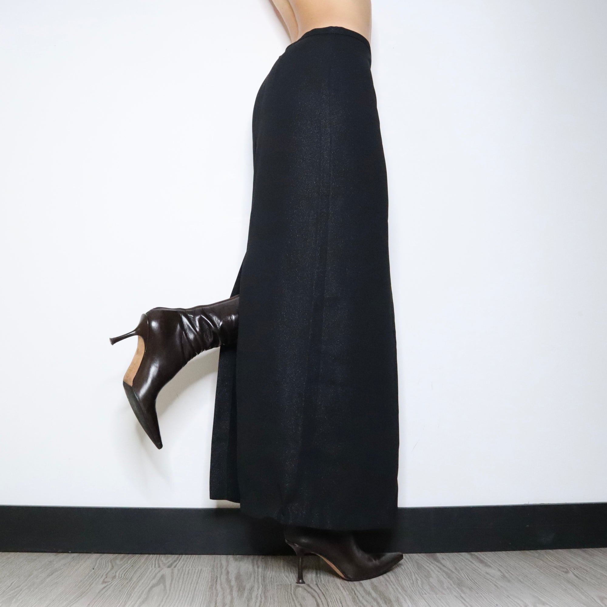 90s Black Shimmer Maxi Skirt (S/M)