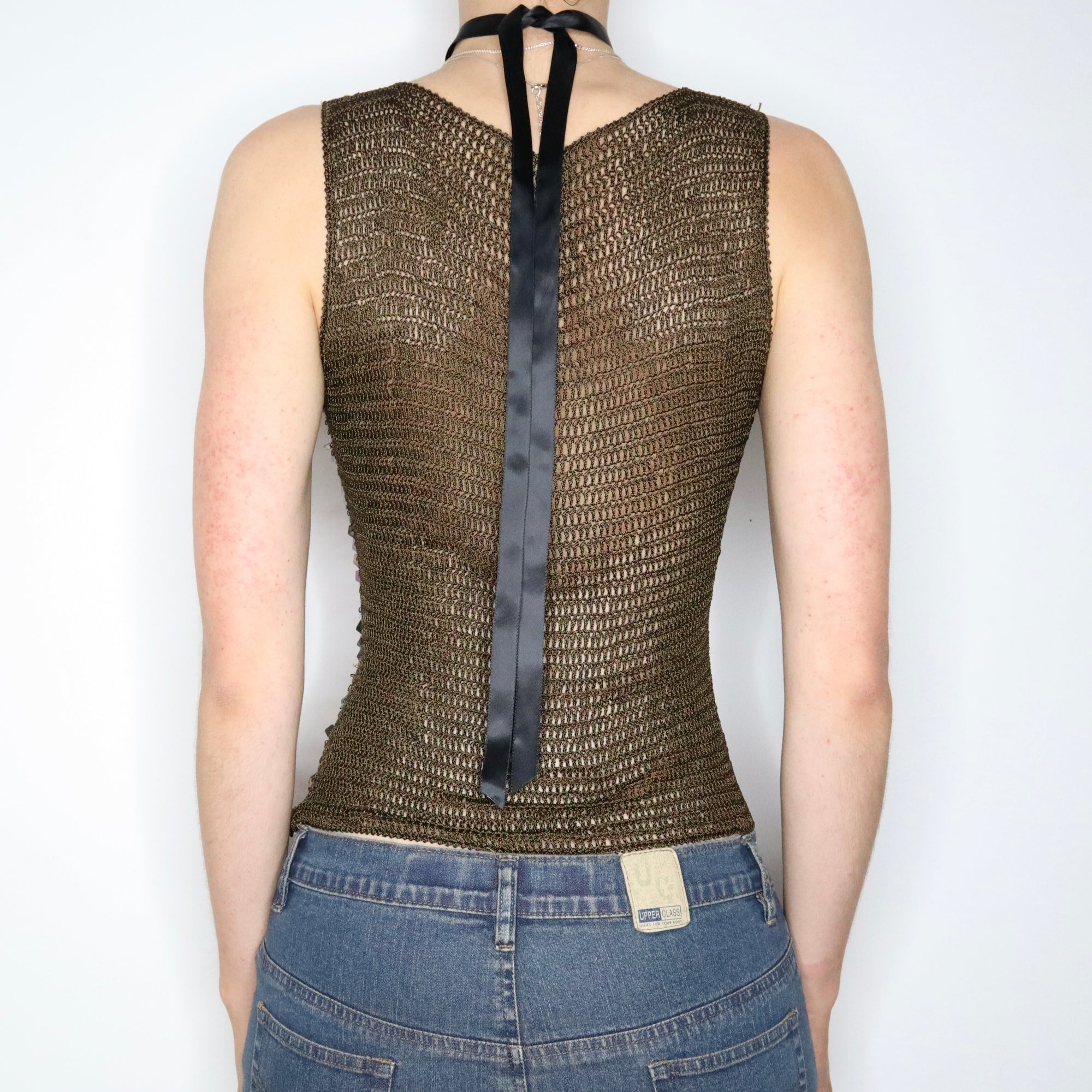 Brown Sequin Knit Top (S-M)