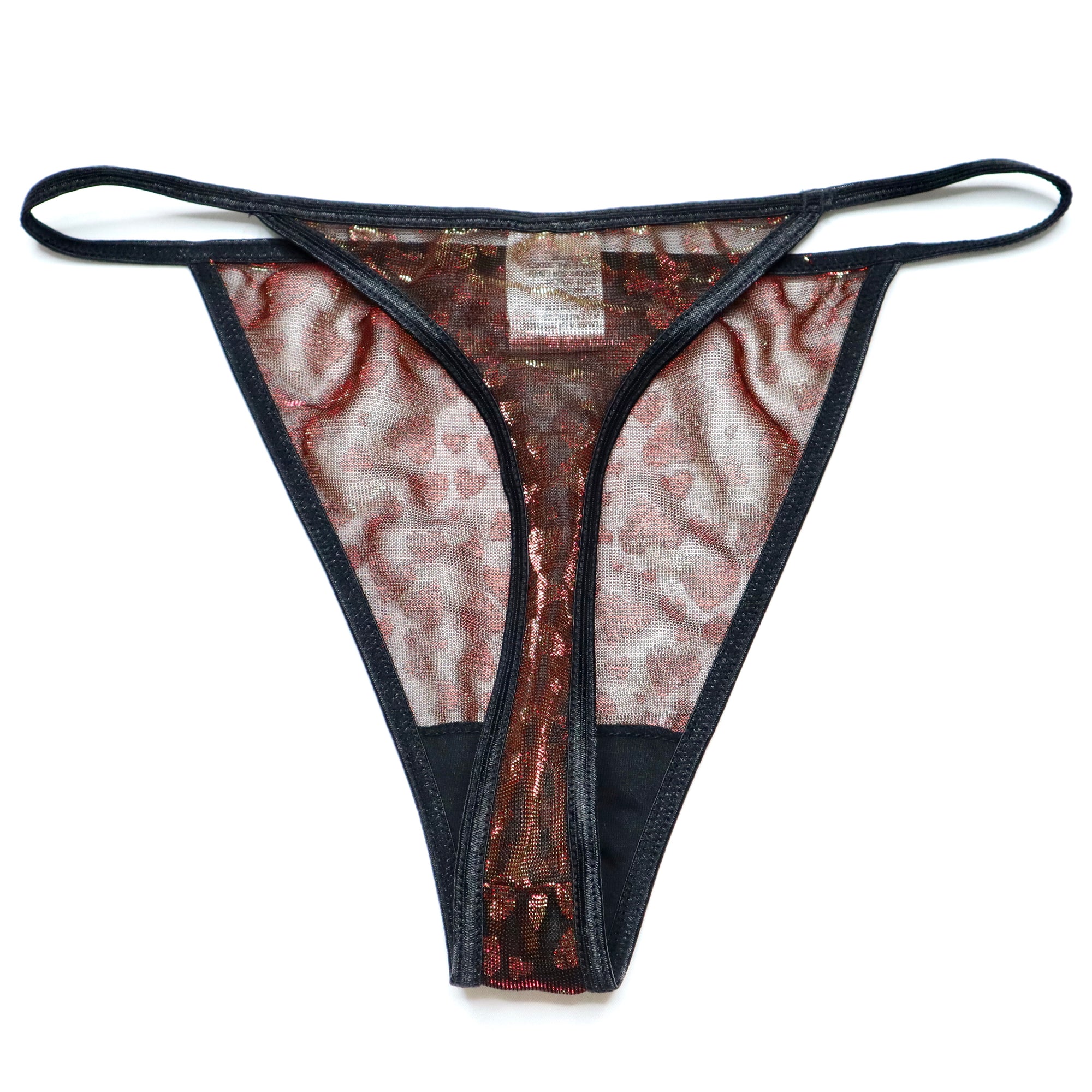Vintage Y2K Iridescent Hearts High Cut Thong