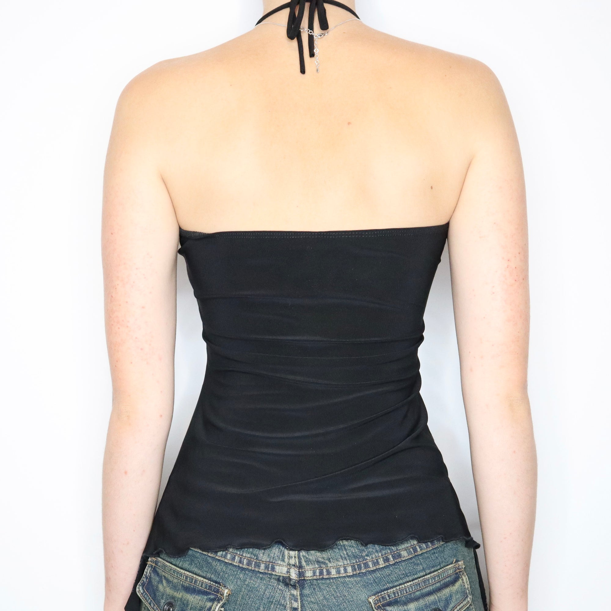 Vintage Early 2000s Black O-Ring Halter Top
