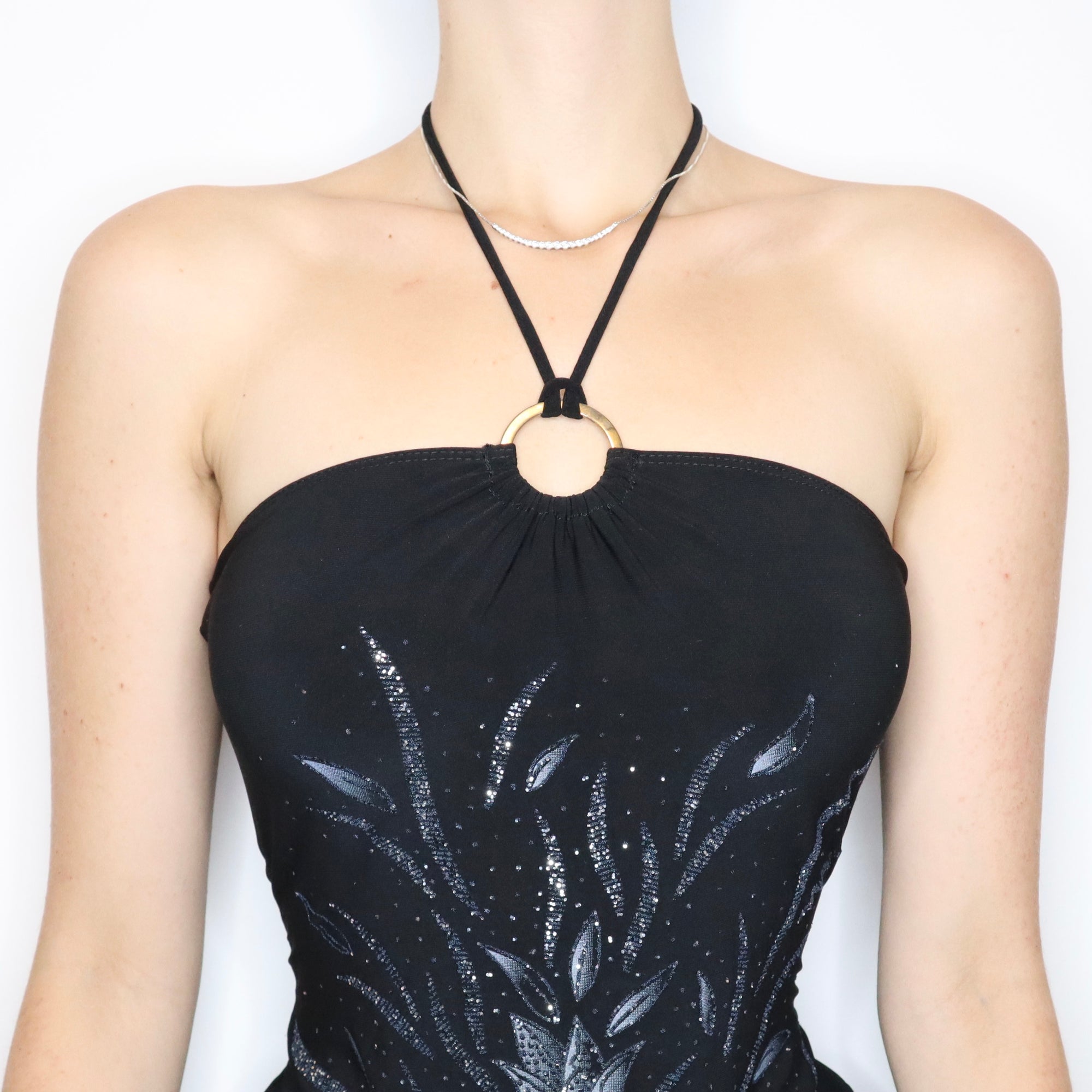 Vintage Early 2000s Black O-Ring Halter Top