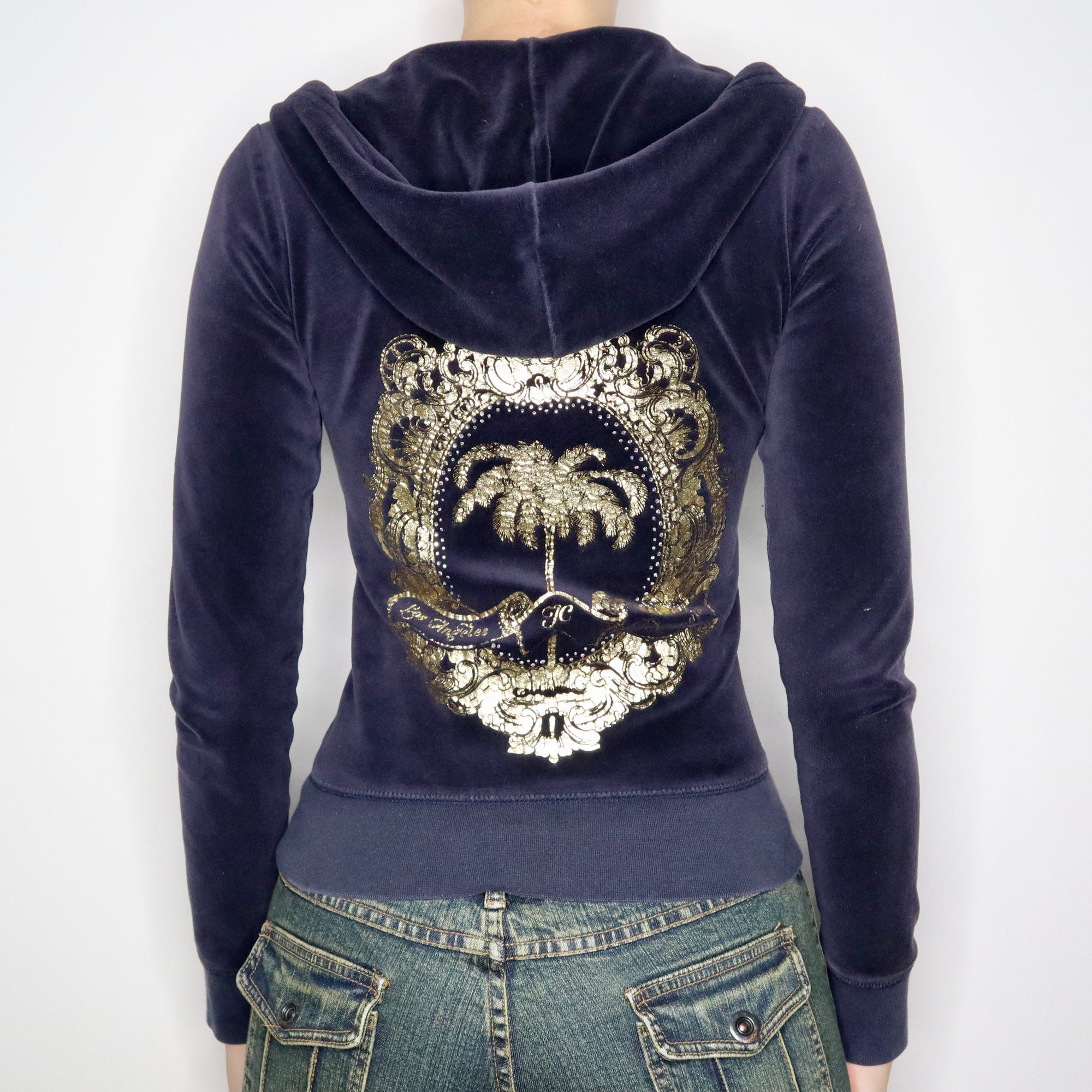 Vintage Mid 2000s Juicy Couture Navy Blue Velour Hoodie