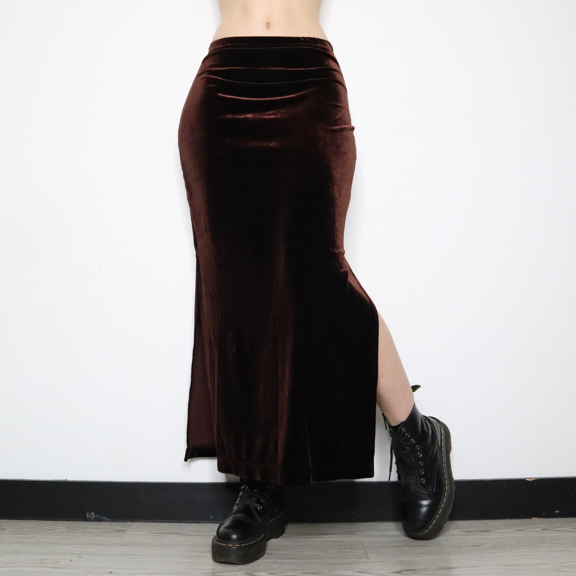 Brown Velvet Maxi Skirt