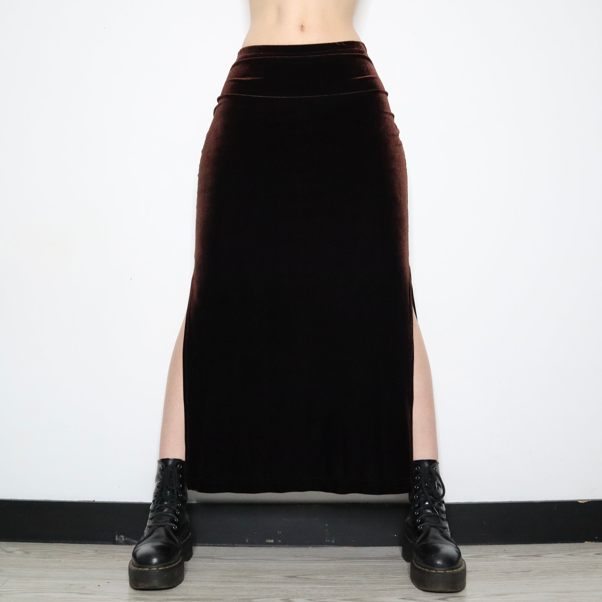 Brown Velvet Maxi Skirt