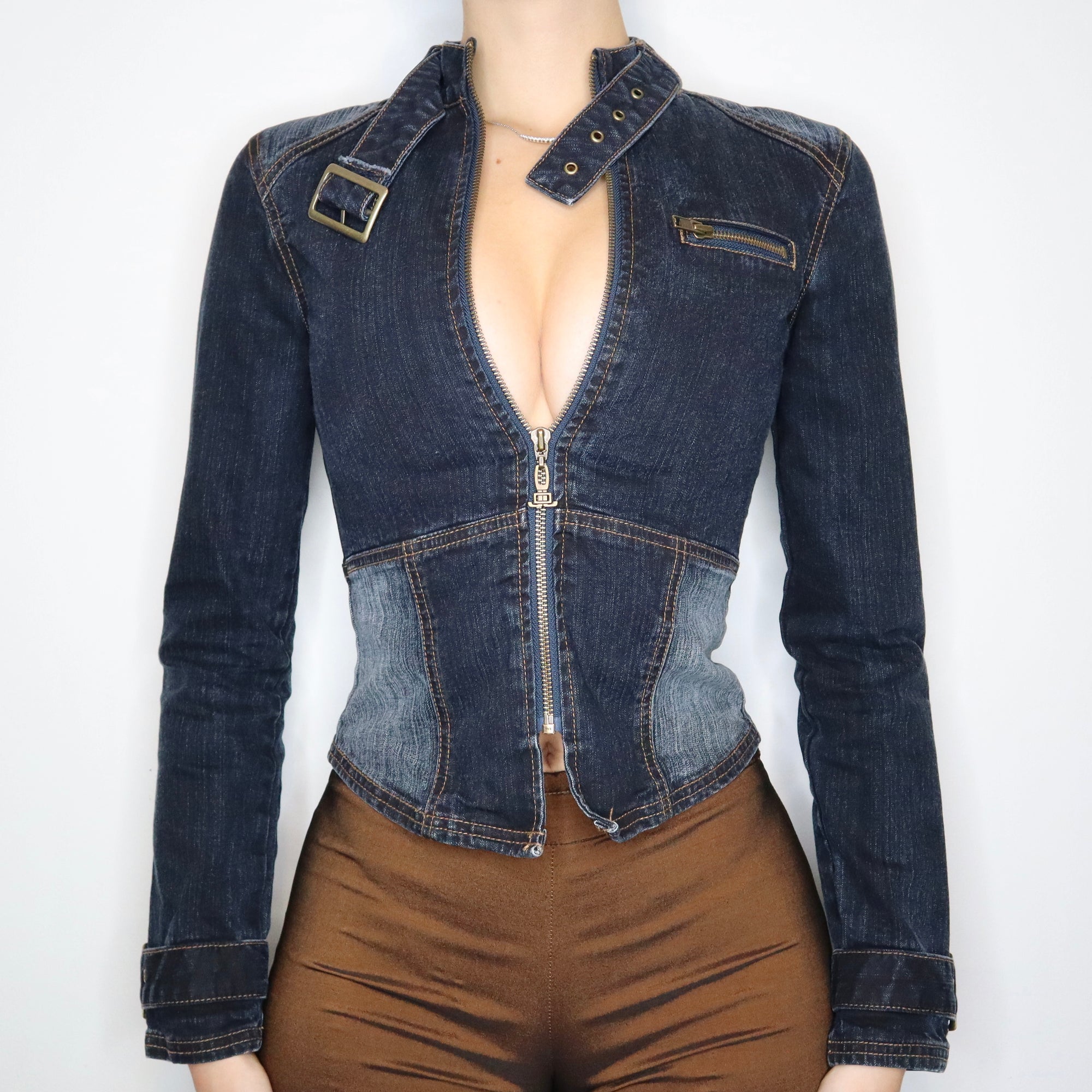 Vintage Early 2000s JLo Zip-Up Denim Jacket
