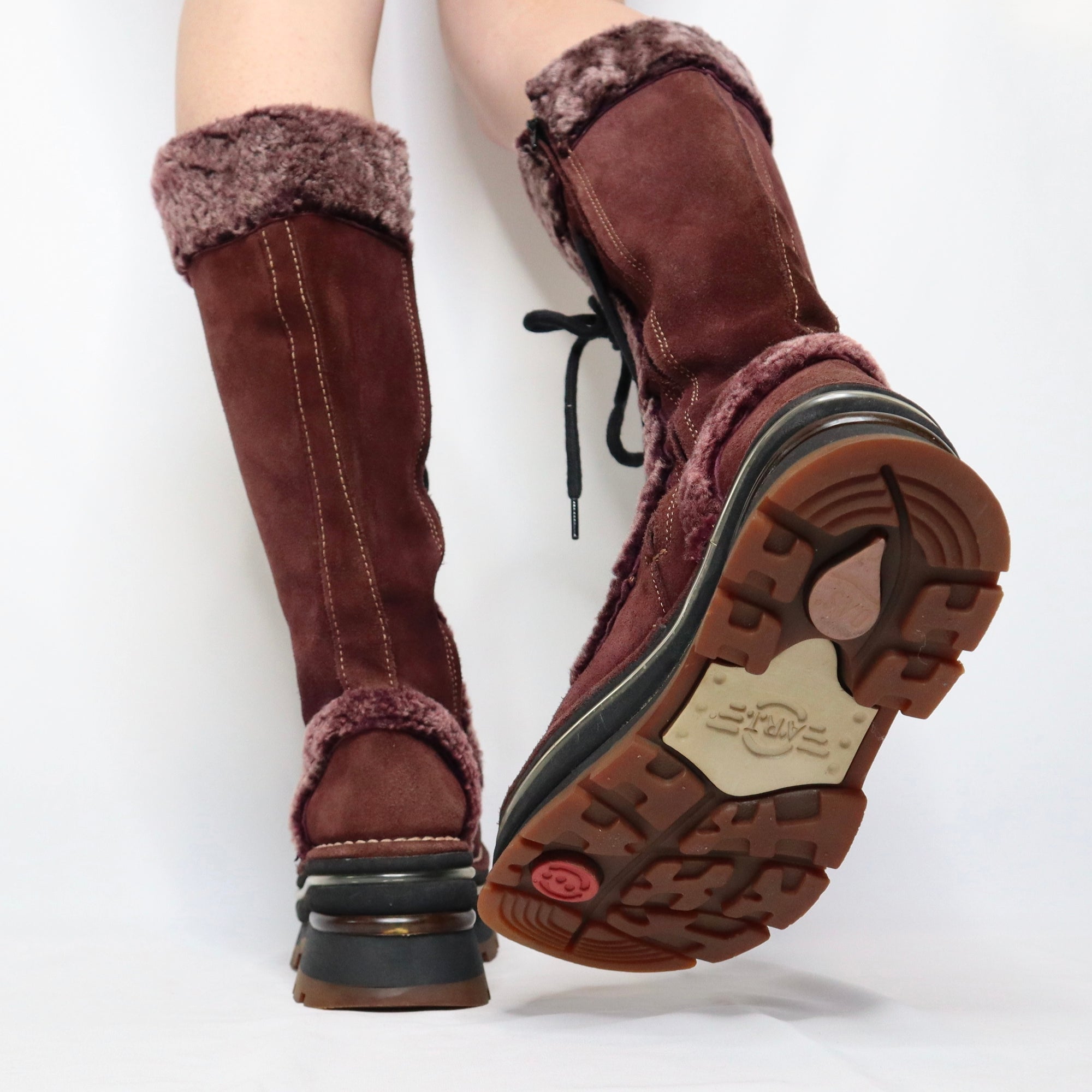 Burgundy Suede Platform Boots