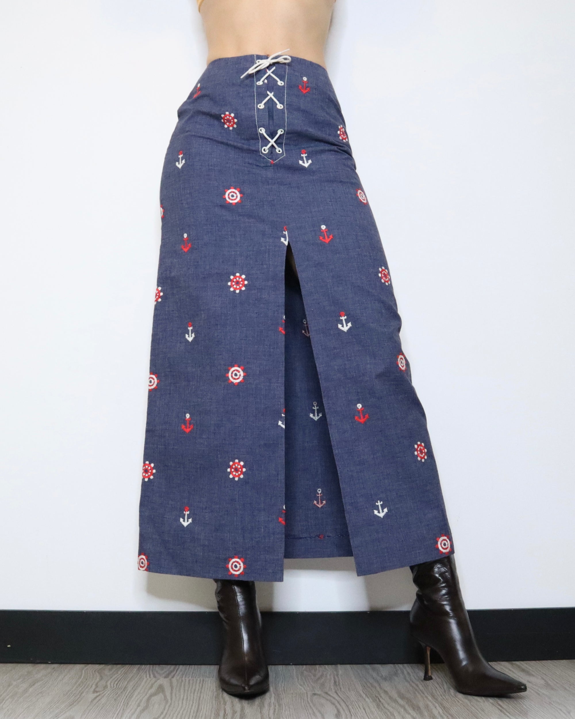 70s Denim Maxi Skirt (S)