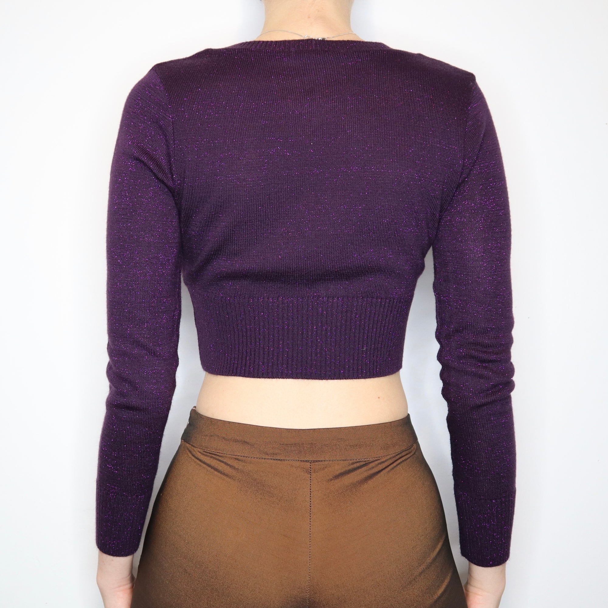 Purple Cropped Cardigan