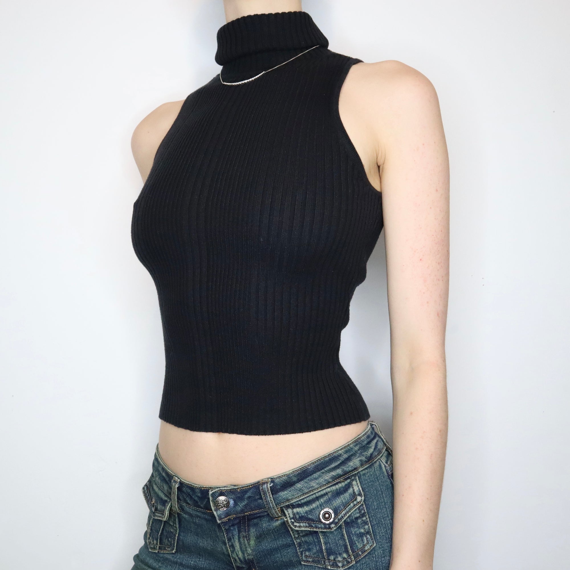 Black Sleeveless Turtleneck