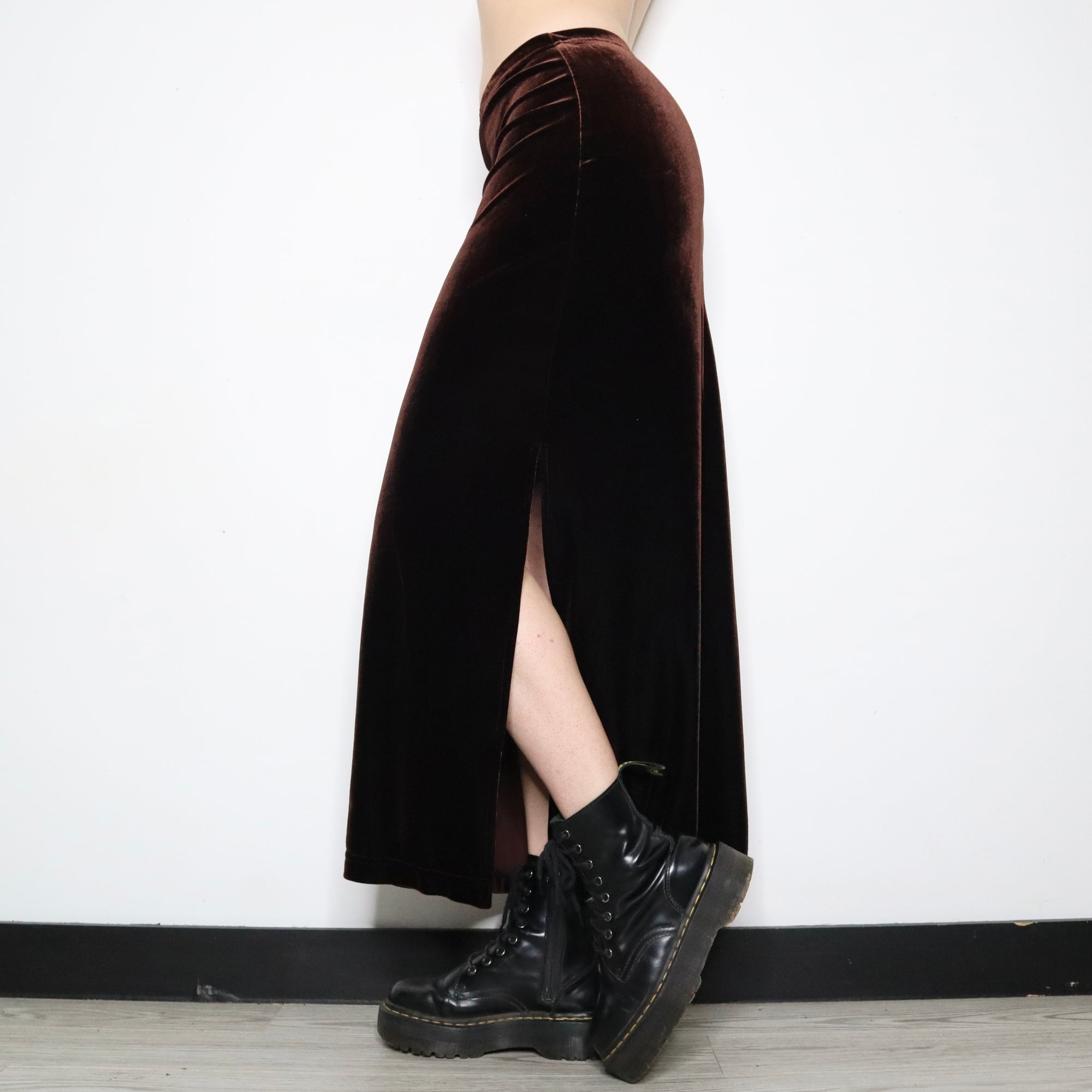 Brown Velvet Maxi Skirt