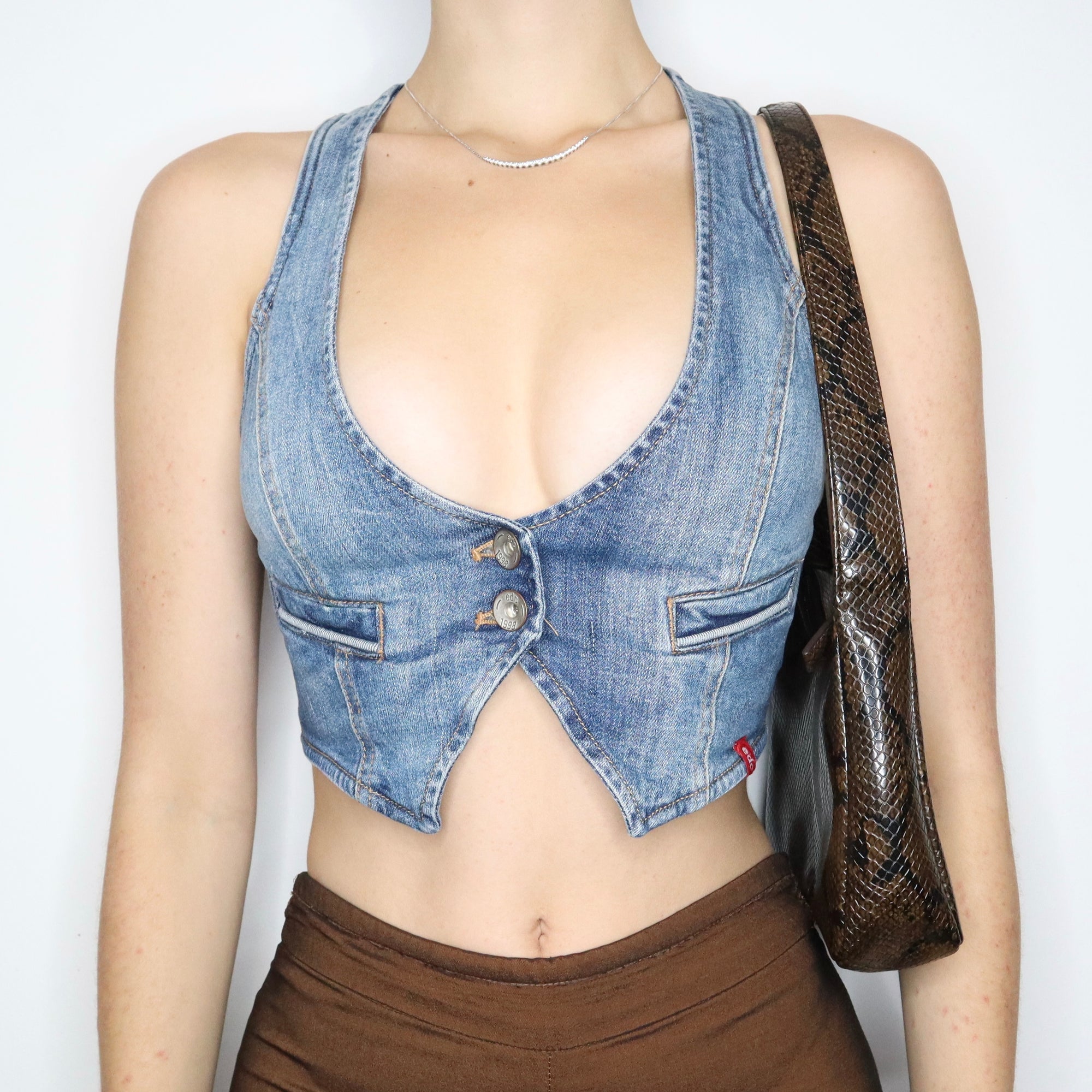 Vintage 90s Nine West Brown Faux Snakeskin Shoulder Bag