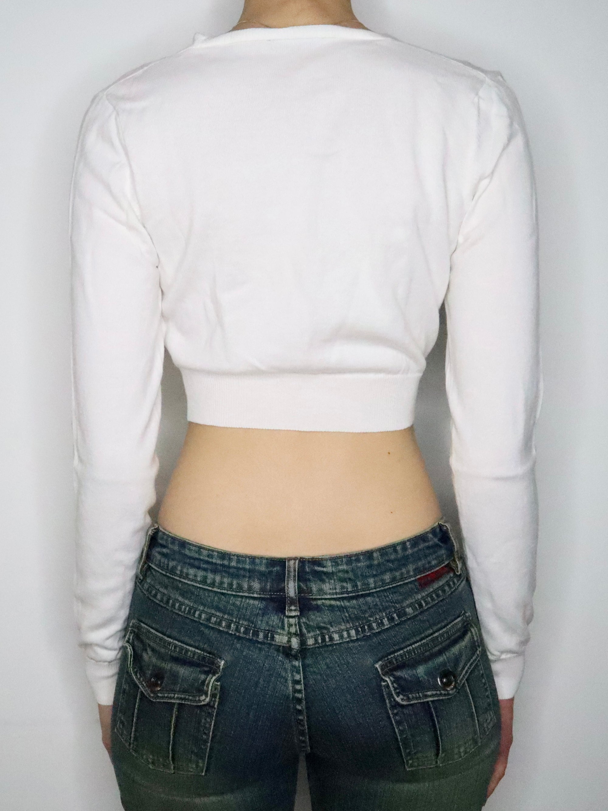 White Cropped Cardigan (Small)