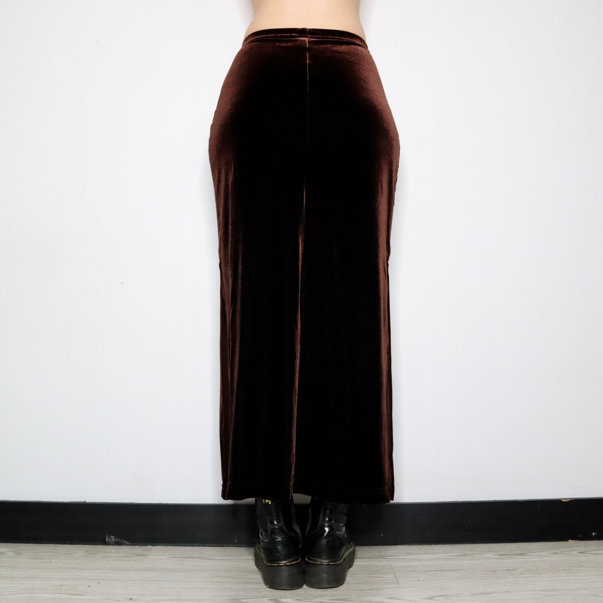 Brown Velvet Maxi Skirt