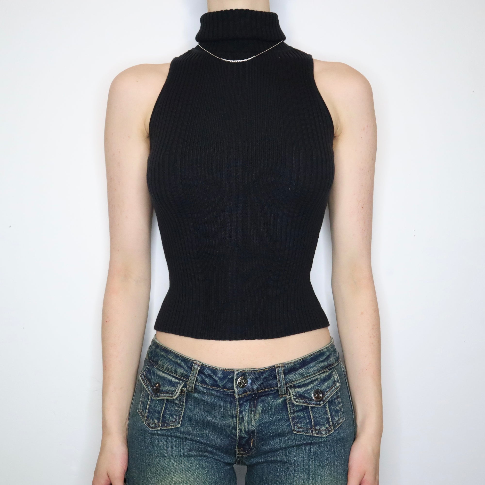 Black Sleeveless Turtleneck