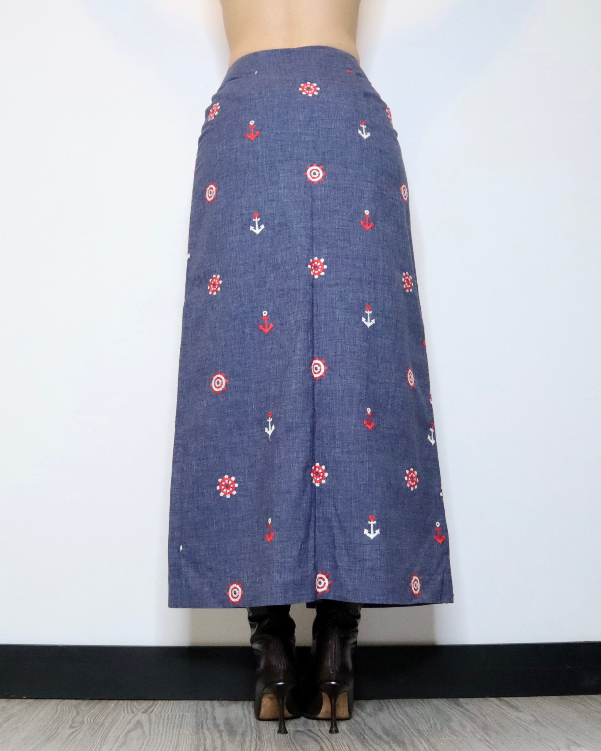 70s Denim Maxi Skirt (S)