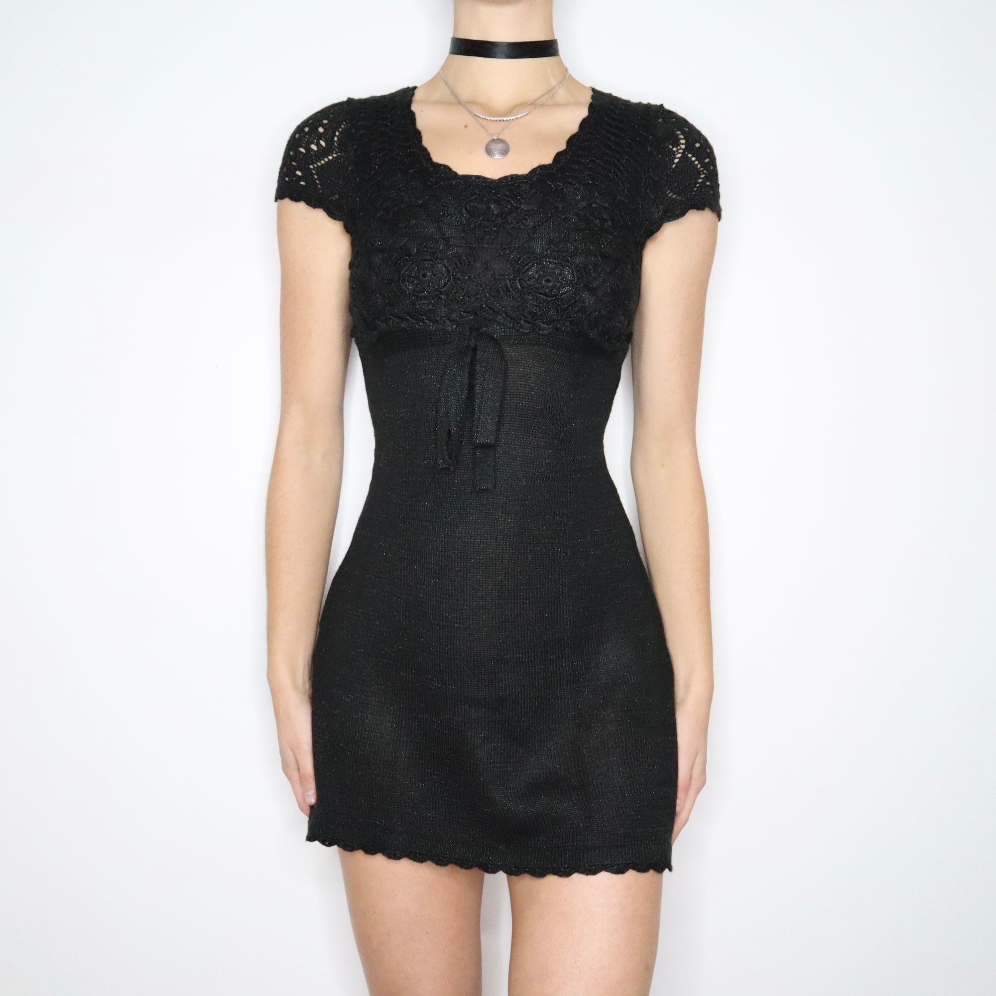 90s Black Knit Babydoll Dress (S/M) - Imber Vintage 90s Black Knit Babydoll Dress (S/M) - Imber Vintage