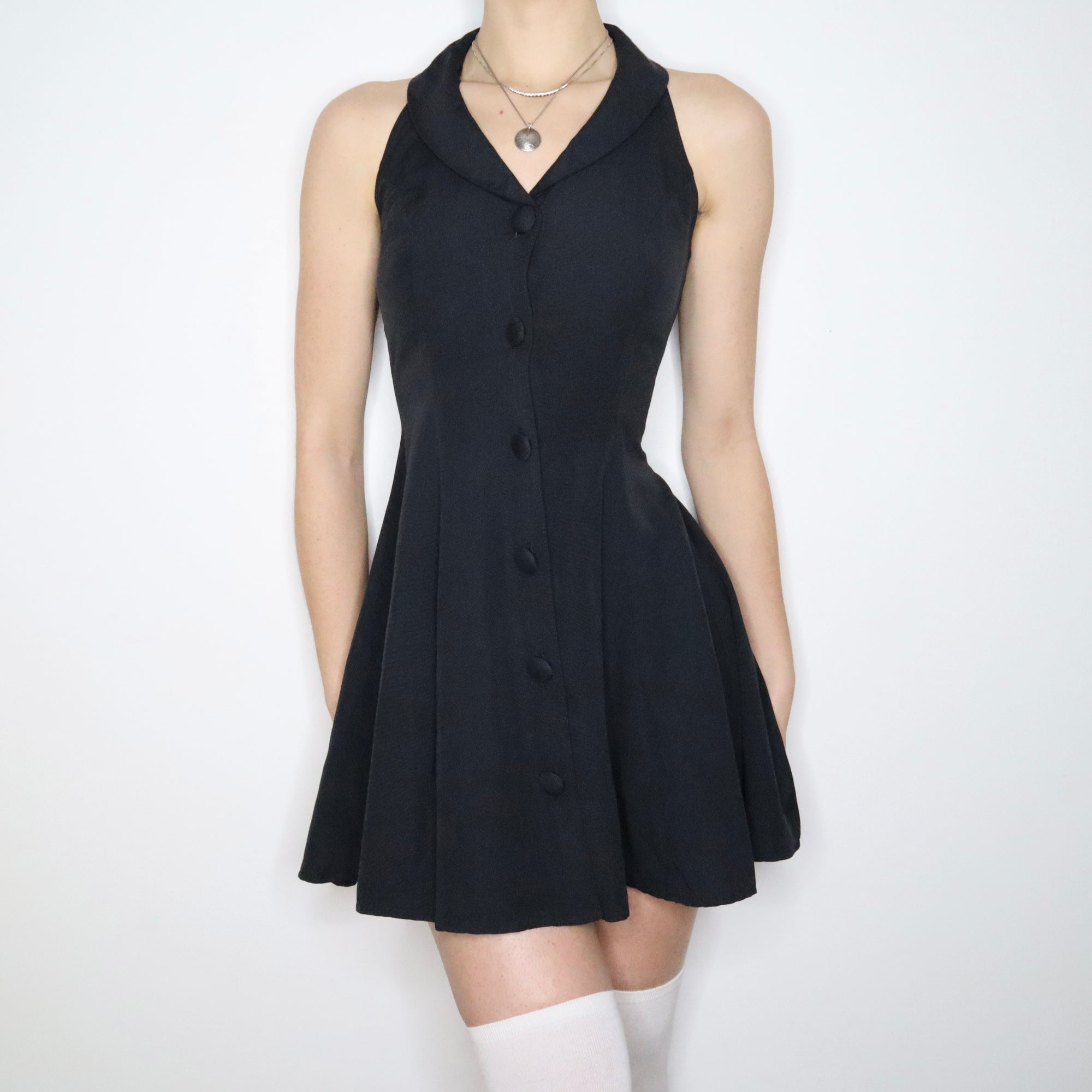 90s Preppy Navy Button Up Mini Dress (XS/S) - Imber Vintage 90s Preppy Navy Button Up Mini Dress (XS/S) - Imber Vintage
