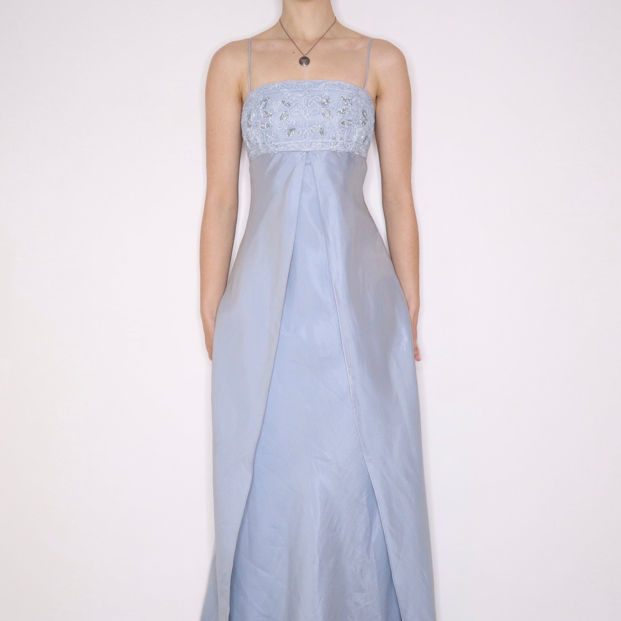 90s Ice Blue Corset Prom Dress (M) - Imber Vintage 90s Ice Blue Corset Prom Dress (M) - Imber Vintage