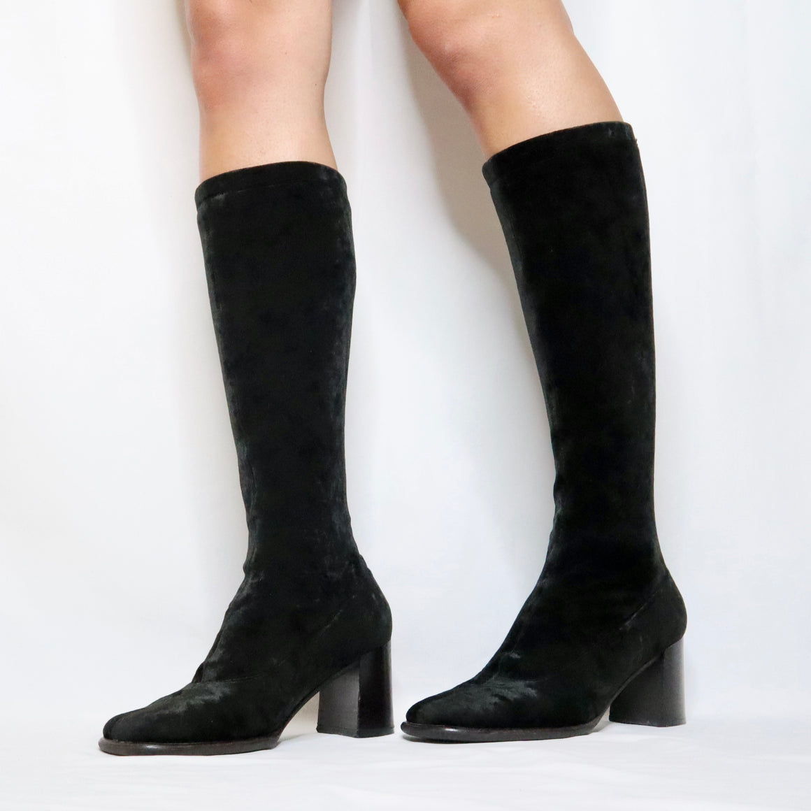 Italian Black Velvet Sock Boots (7-7.5 US/ 37 EU)