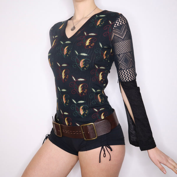 Y2K CUSTO BARCELONA Embroidered Long Sleeve Top (S) - Imber