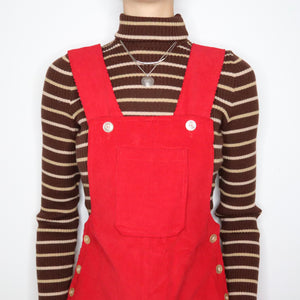 70s Red Corduroy Overall Dress (M) 70s Red Corduroy Overall Dress (M)