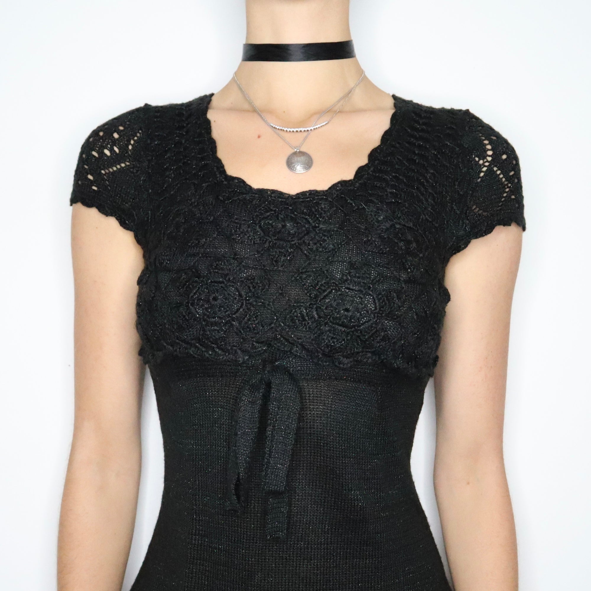 90s Black Knit Babydoll Dress (S/M) - Imber Vintage 90s Black Knit Babydoll Dress (S/M) - Imber Vintage