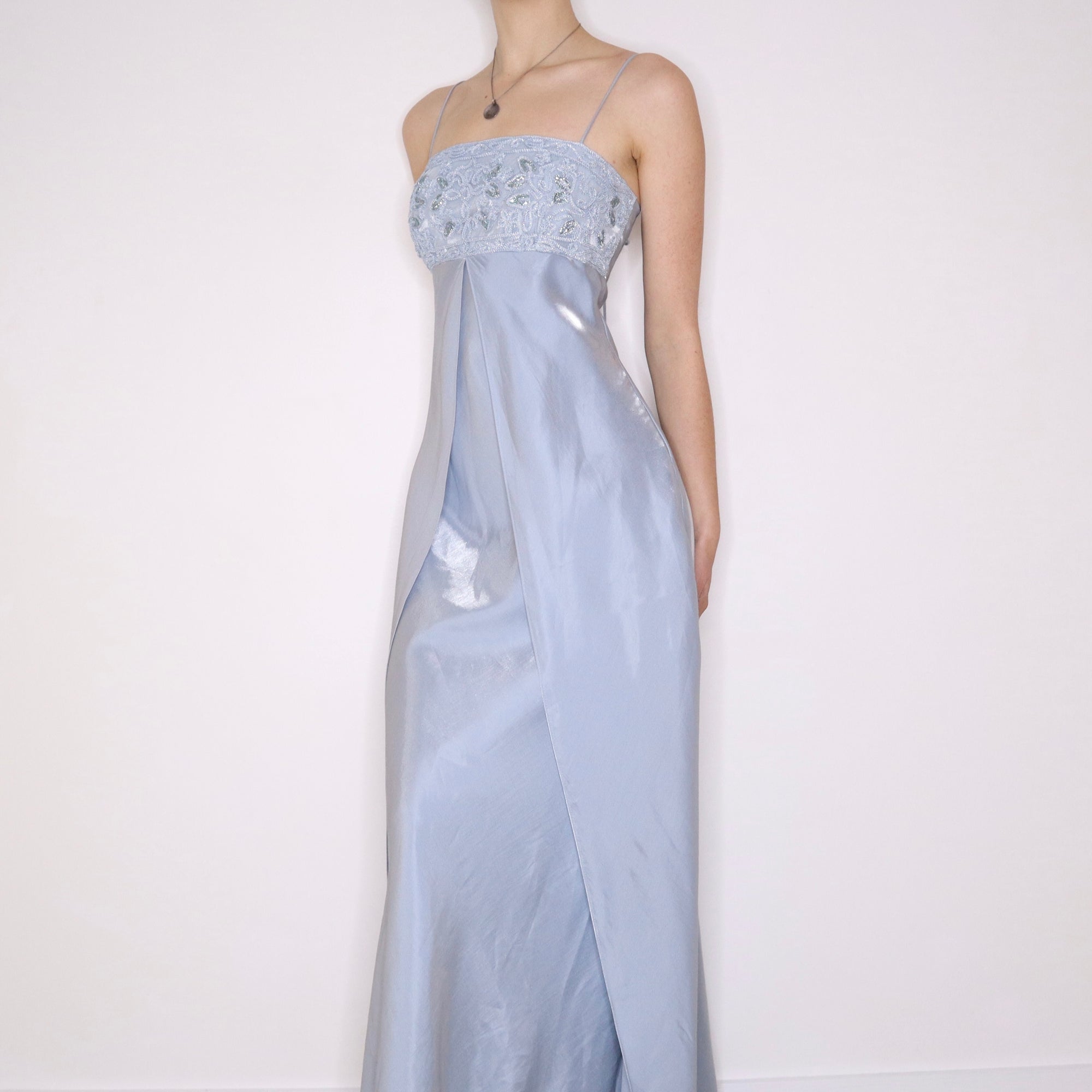 90s Ice Blue Corset Prom Dress (M) - Imber Vintage 90s Ice Blue Corset Prom Dress (M) - Imber Vintage