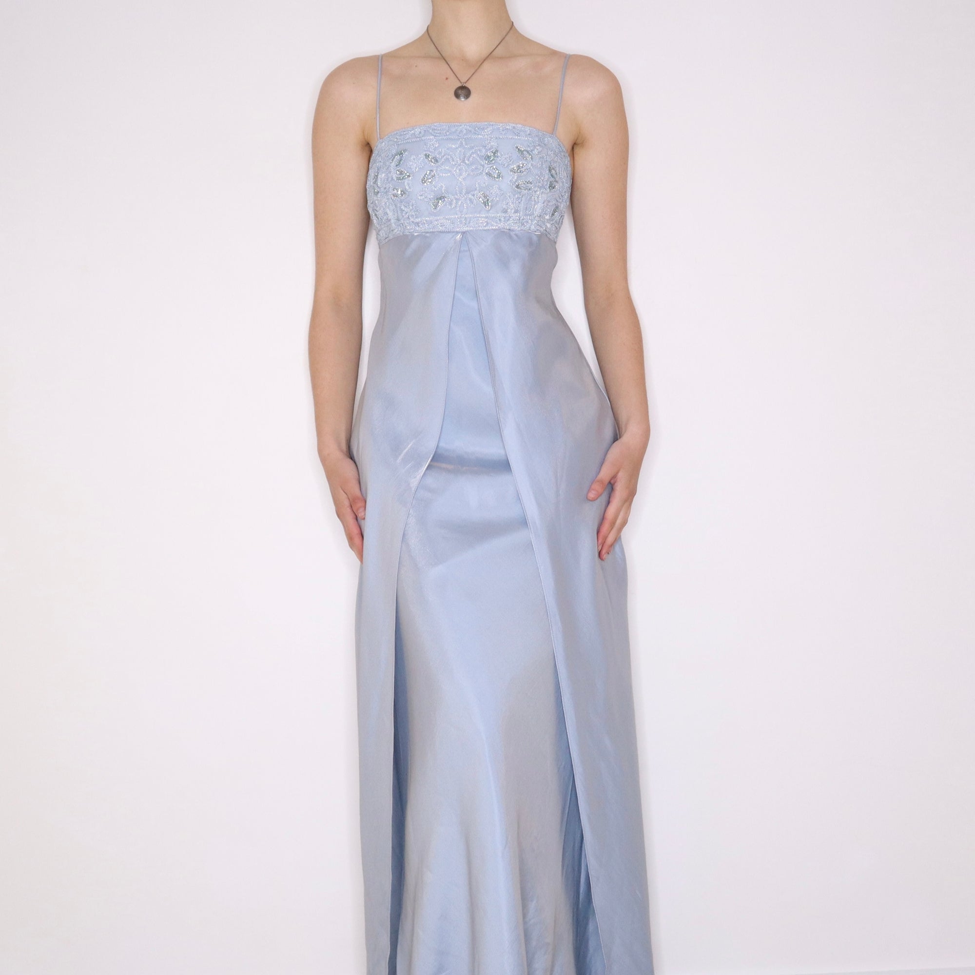 90s Ice Blue Corset Prom Dress (M) - Imber Vintage 90s Ice Blue Corset Prom Dress (M) - Imber Vintage