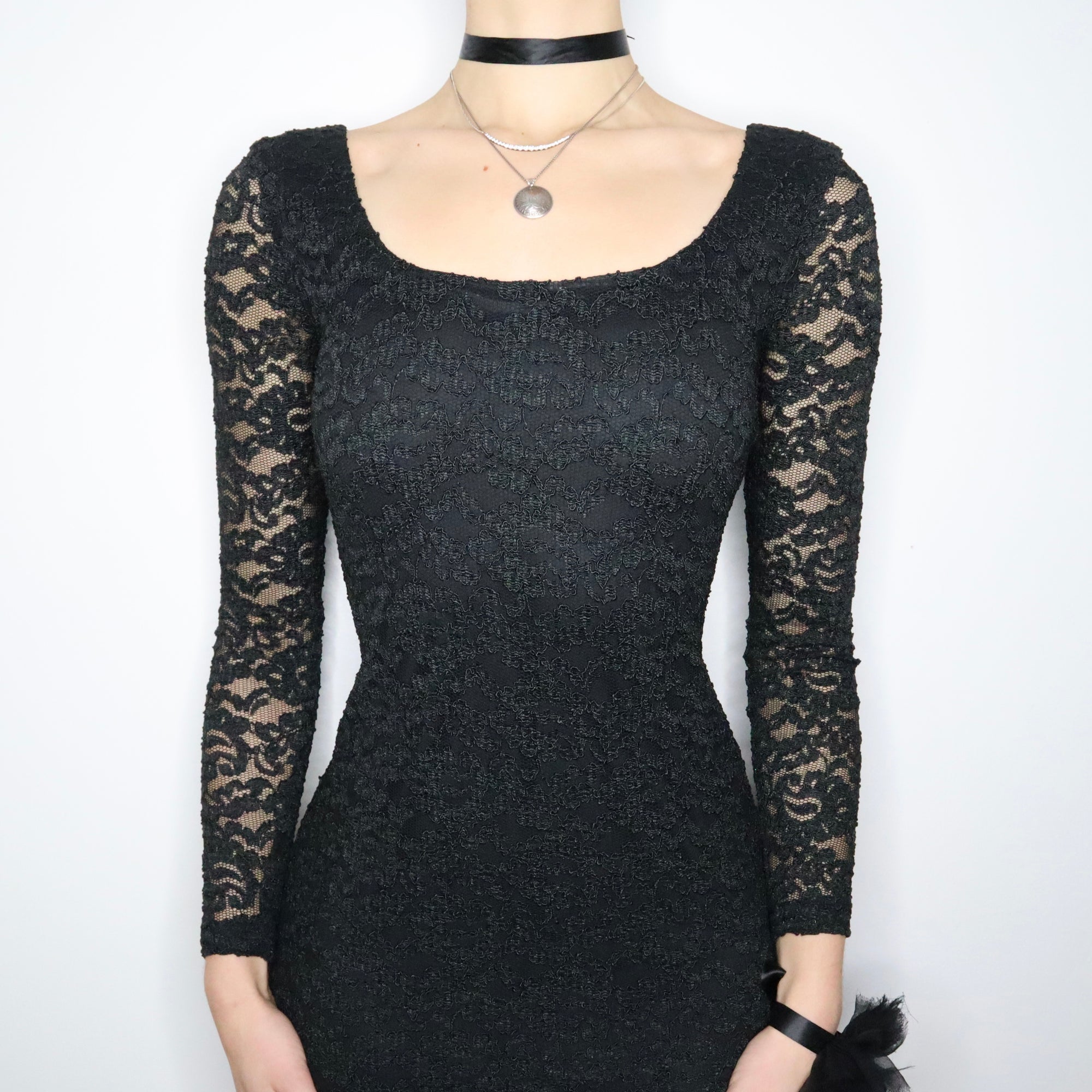 90s LAUNDRY by SHELLI SEGAL Black Lace Gown (S) - Imber Vintage 90s LAUNDRY by SHELLI SEGAL Black Lace Gown (S) - Imber Vintage