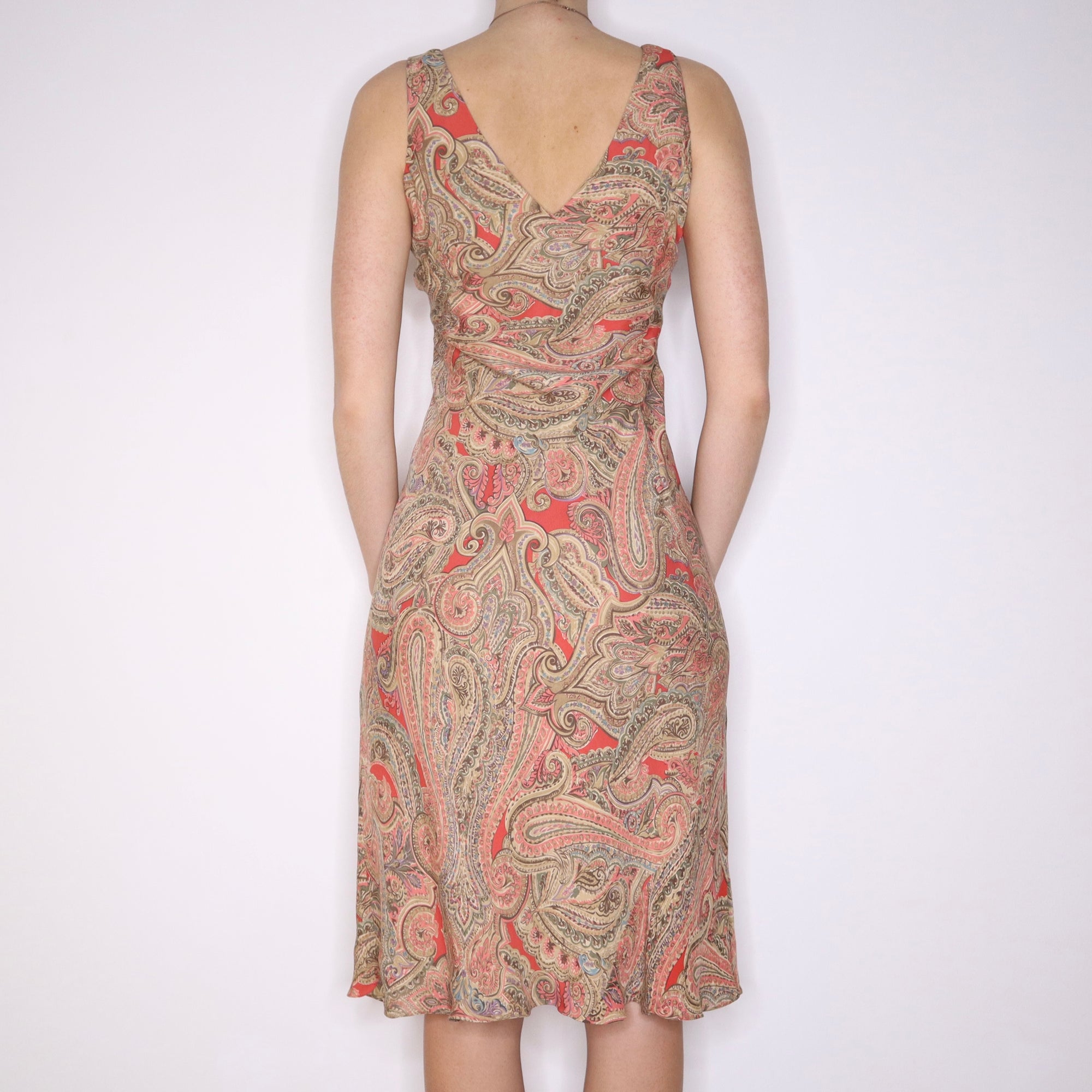 Y2K Silk Paisley Midi Dress (S/M) Y2K Silk Paisley Midi Dress (S/M)