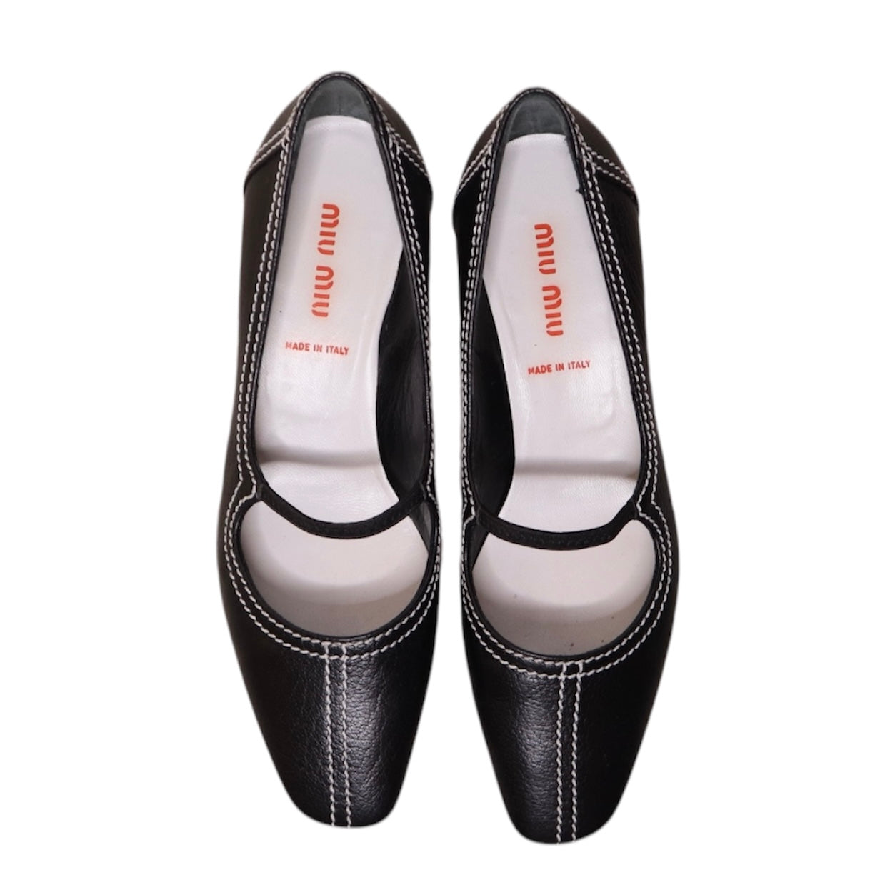 Y2K MIU MIU Black Leather Kitten Heels (6) 