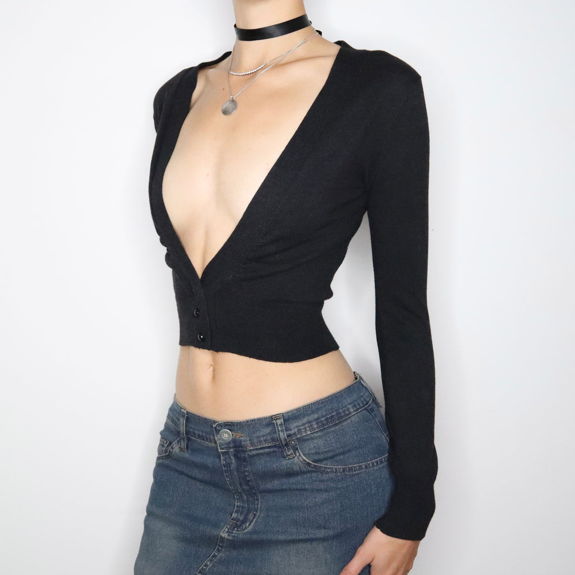Charcoal Cropped Cardigan (XS-S)