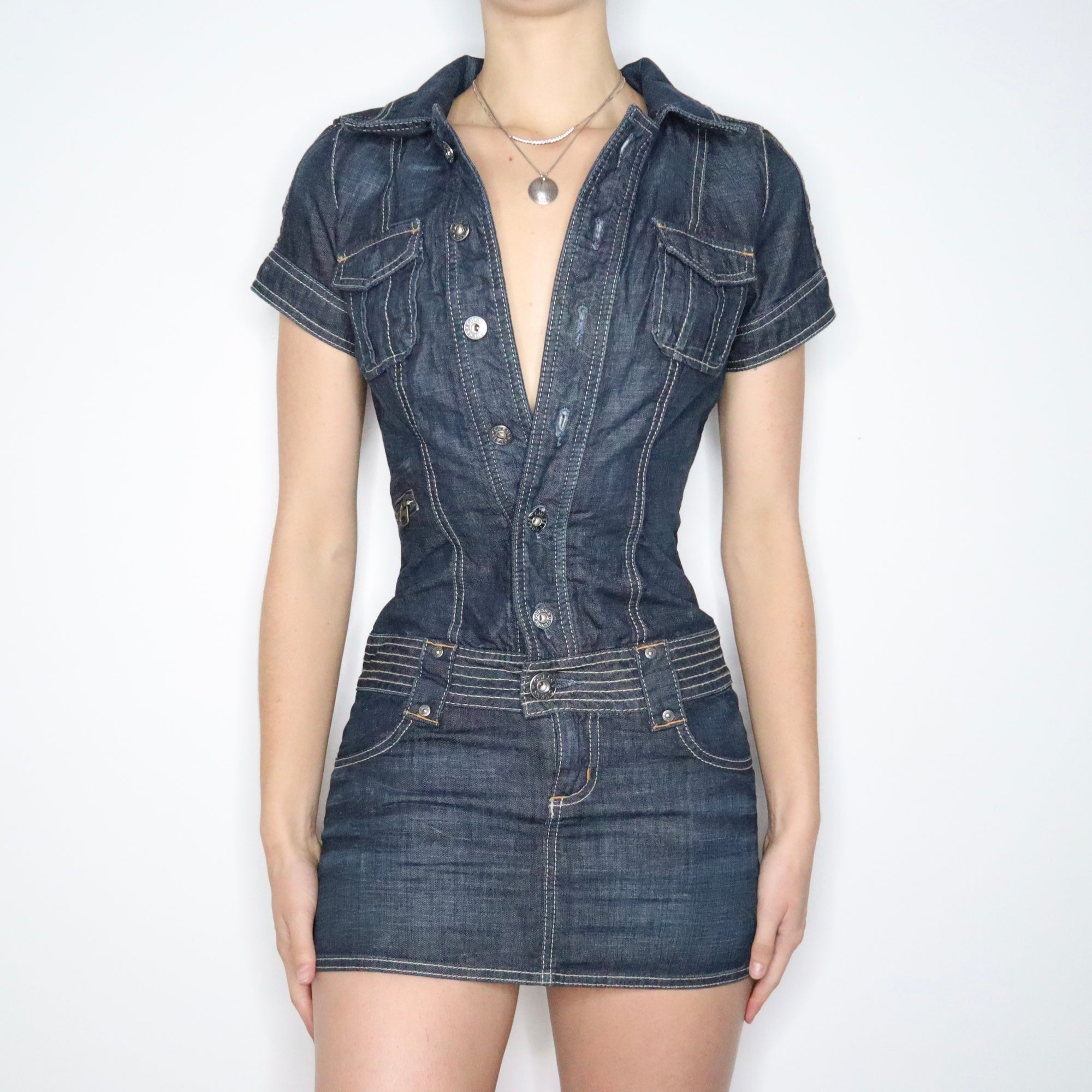 Y2K GUESS Denim Cargo Mini Dress (S) Y2K GUESS Denim Cargo Mini Dress (S)