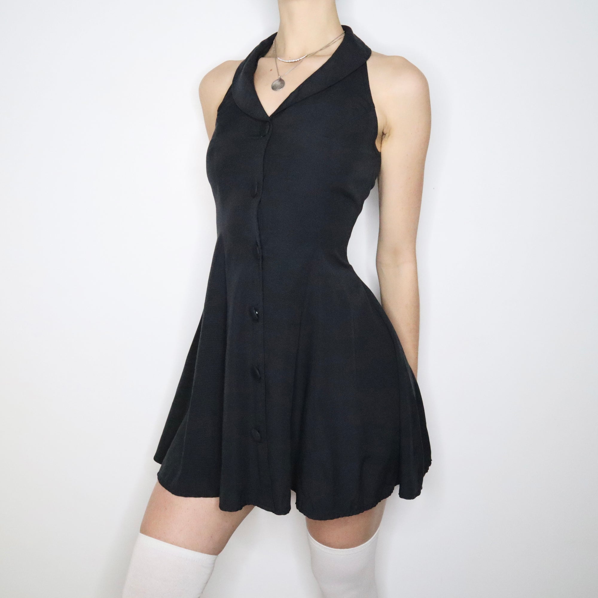 90s Preppy Navy Button Up Mini Dress (XS/S) - Imber Vintage 90s Preppy Navy Button Up Mini Dress (XS/S) - Imber Vintage