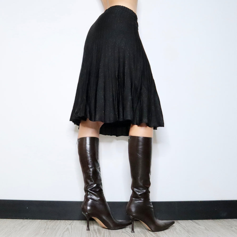 90s ST. JOHN Pleated Knit Skirt (S)