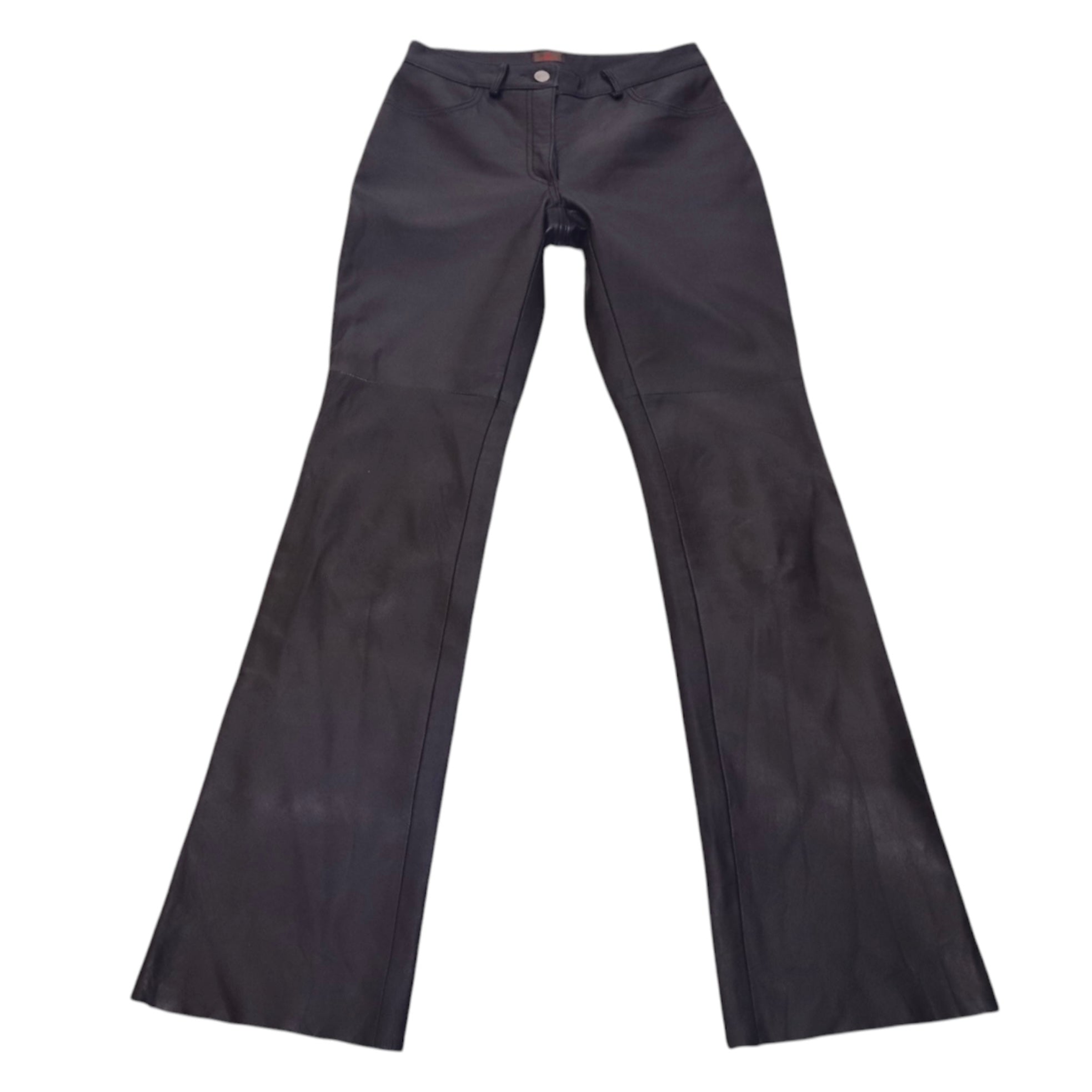 Y2K DANIER Black Leather Bootcut Pants (XS/S) 