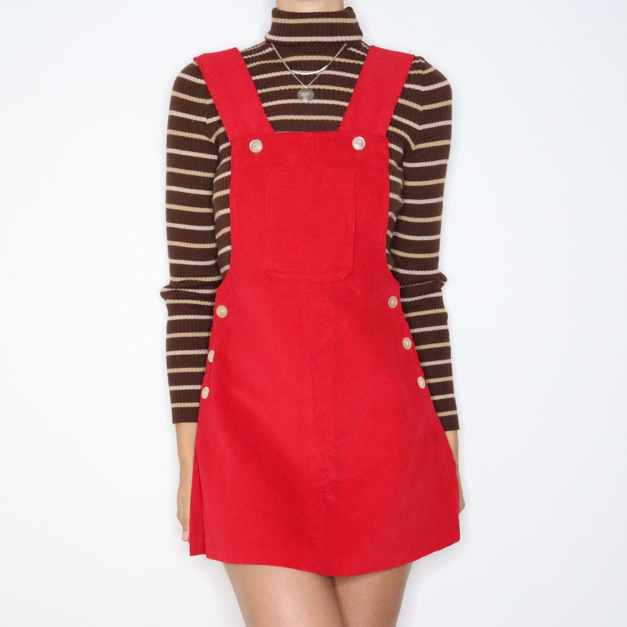 70s Red Corduroy Overall Dress (M) - Imber Vintage 70s Red Corduroy Overall Dress (M) - Imber Vintage