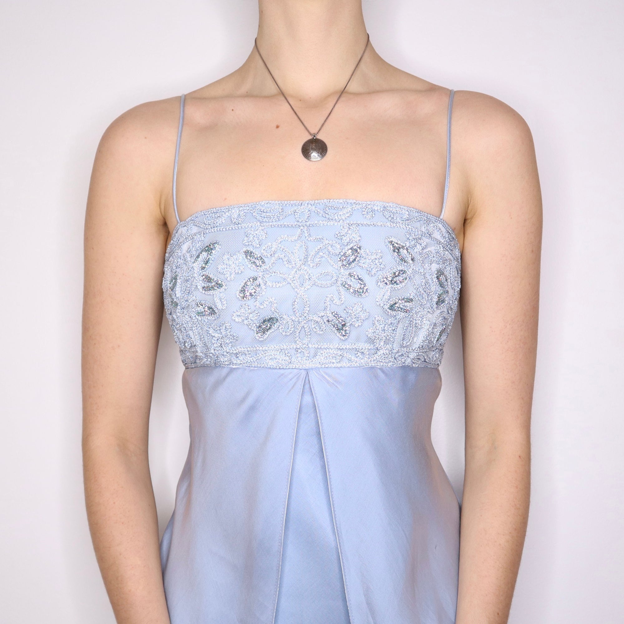 90s Ice Blue Corset Prom Dress (M) - Imber Vintage 90s Ice Blue Corset Prom Dress (M) - Imber Vintage