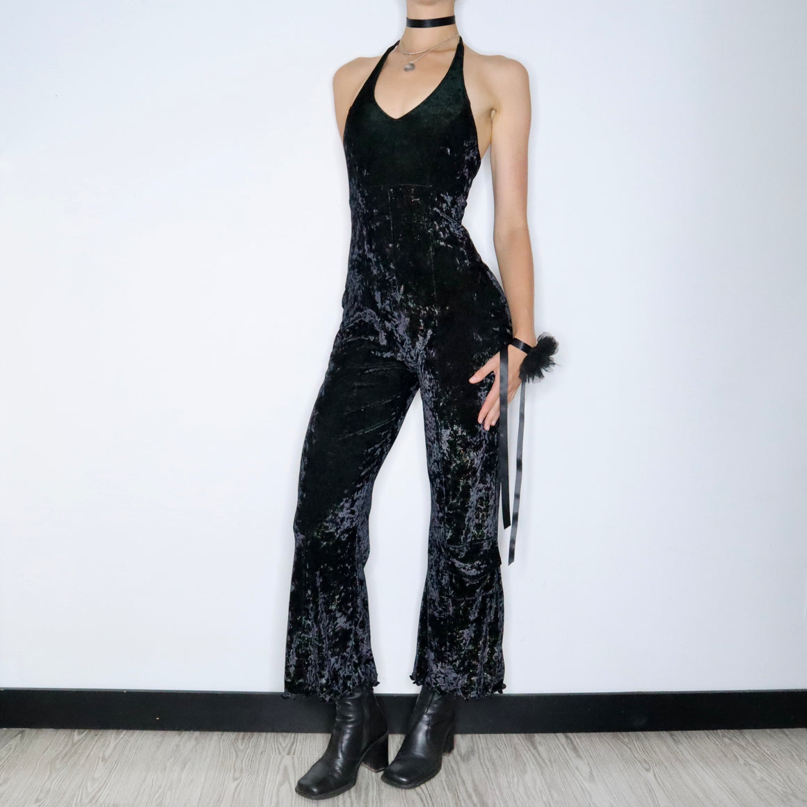 Black Velvet Jumpsuit (Small)