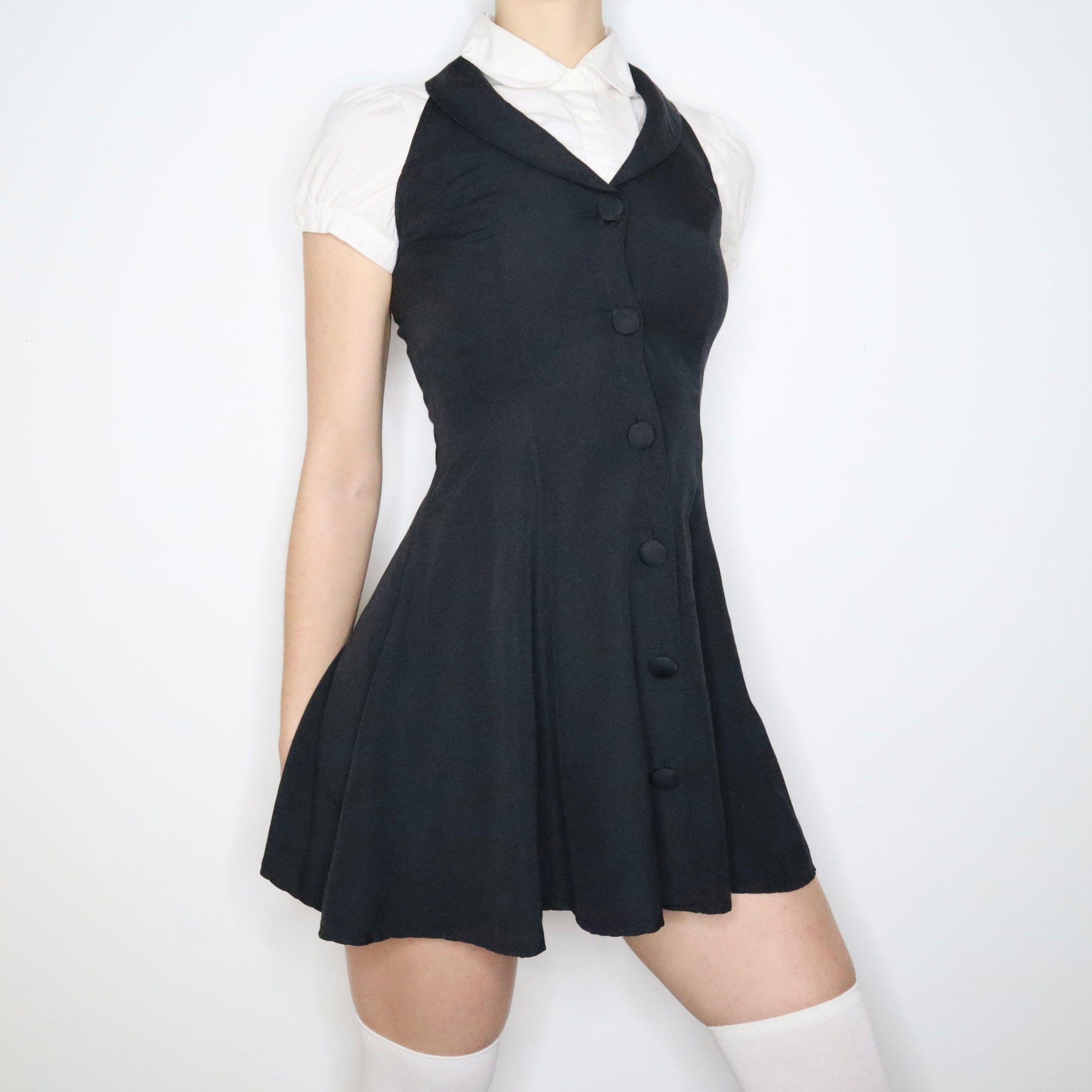 90s Preppy Navy Button Up Mini Dress (XS/S) - Imber Vintage 90s Preppy Navy Button Up Mini Dress (XS/S) - Imber Vintage