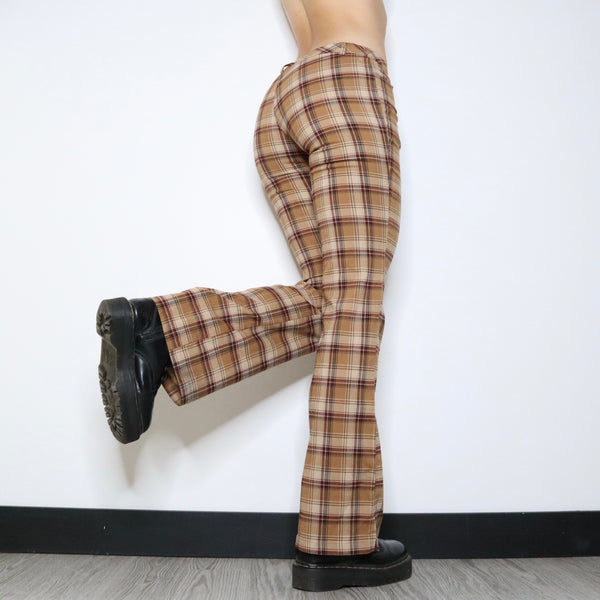 00s Plaid Flare Trousers (M)