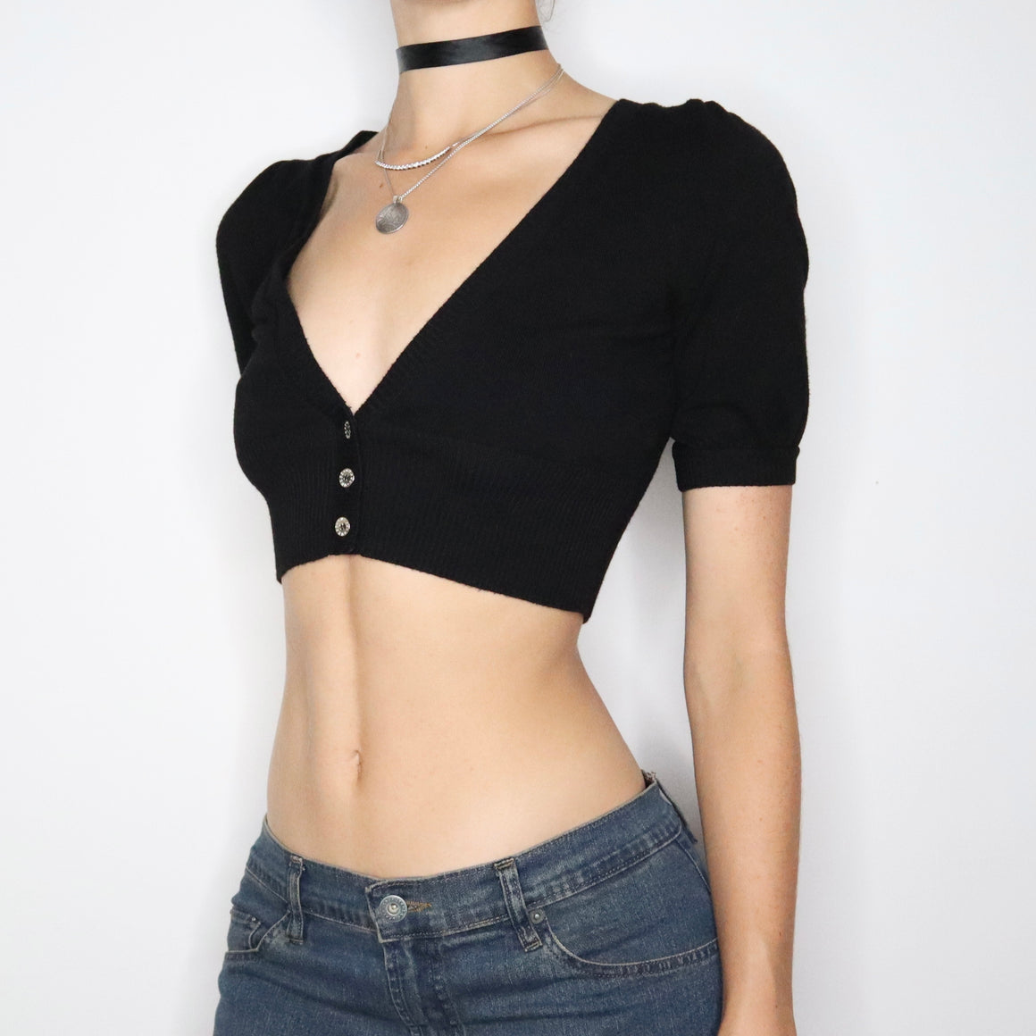 Guess Black Cropped Cardigan (Small)