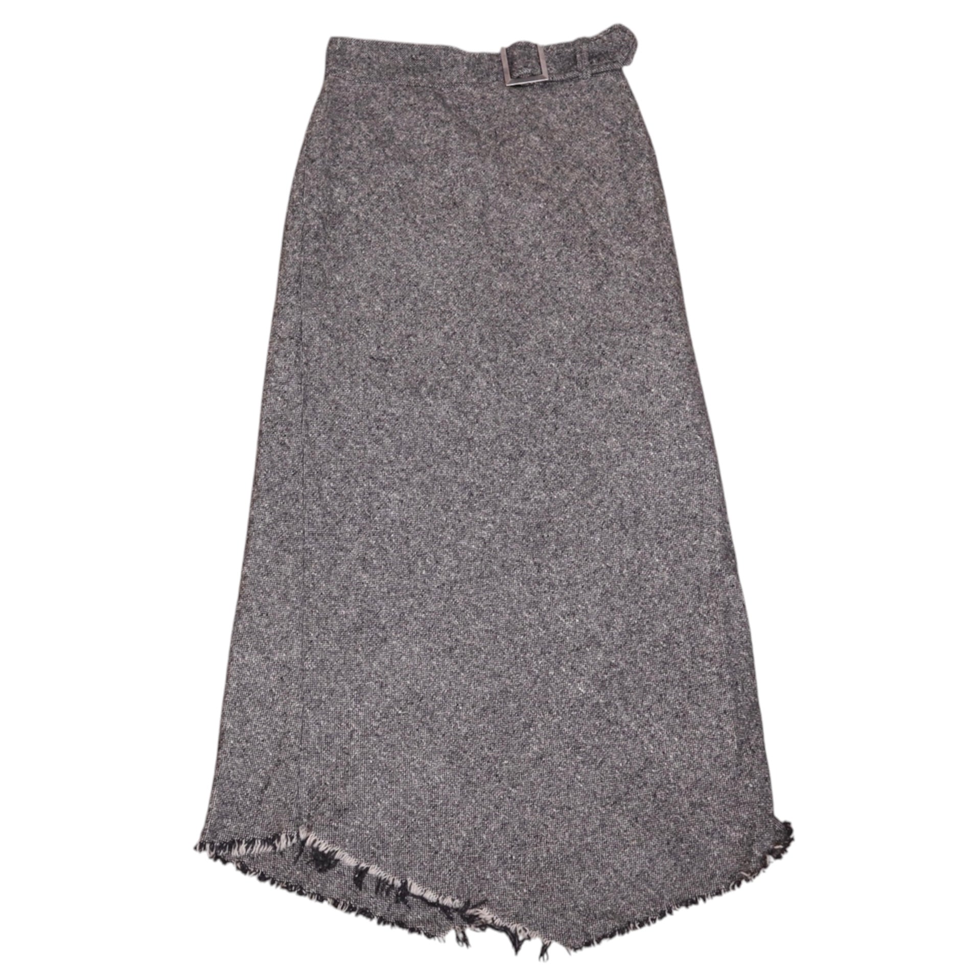 90s Italian Grey Wool Blend Tweed Maxi Skirt (XS/S) 