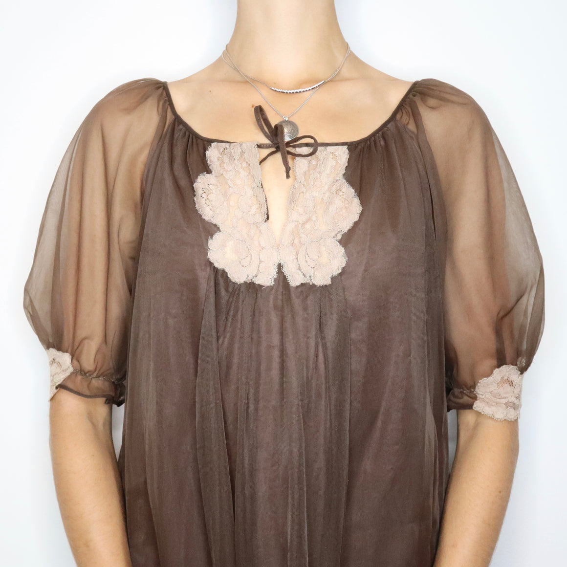 60s Brown Babydoll Nightgown (Large) 