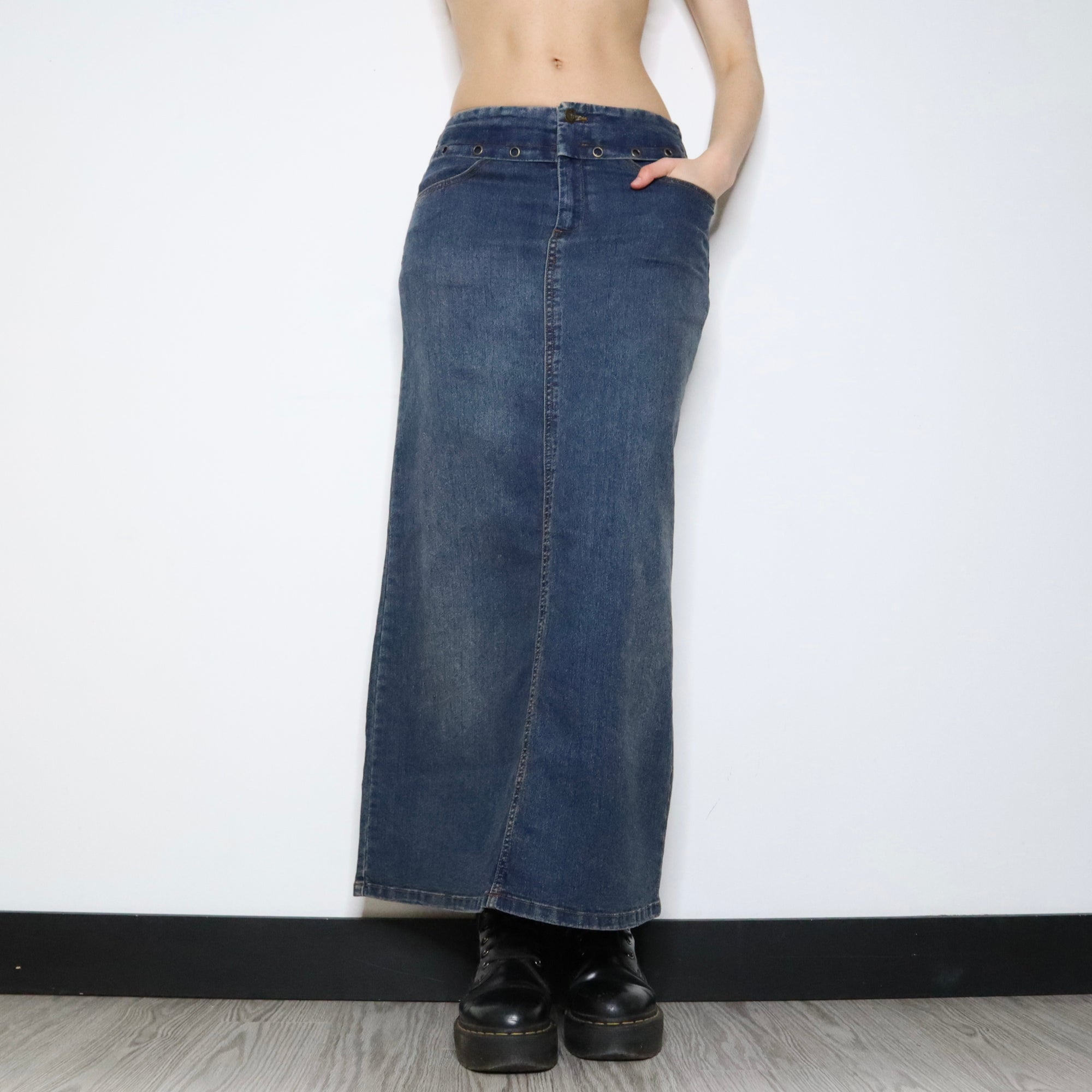 Denim Maxi Skirt (Small) - Imber Vintage